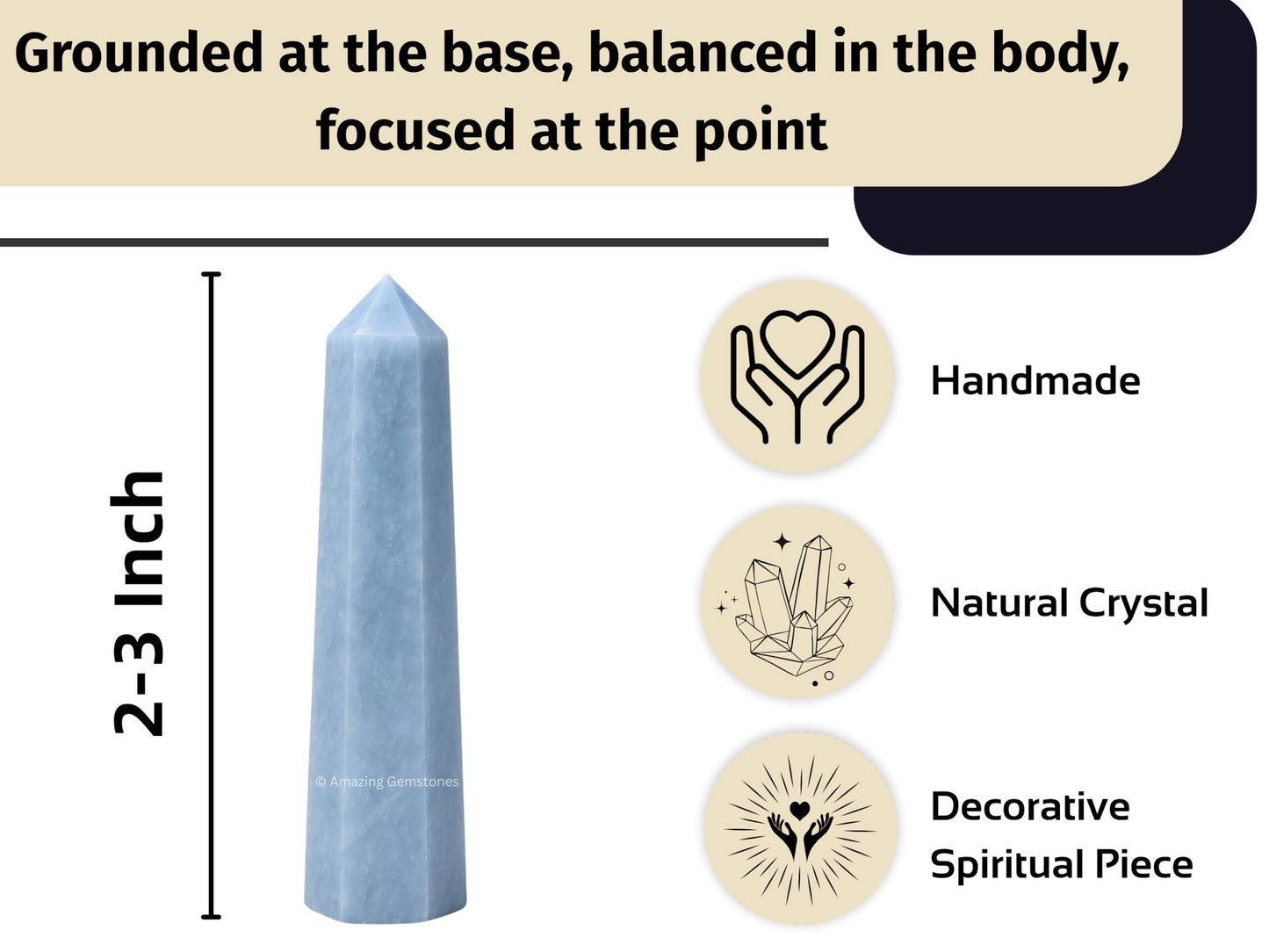 Amazing Gemstone Blue Calcite Celestite Crystal Towers ~ Natural Healing Crystal Point Obelisk for Reiki Healing and Crystal Grid (2" to 3" Inch)