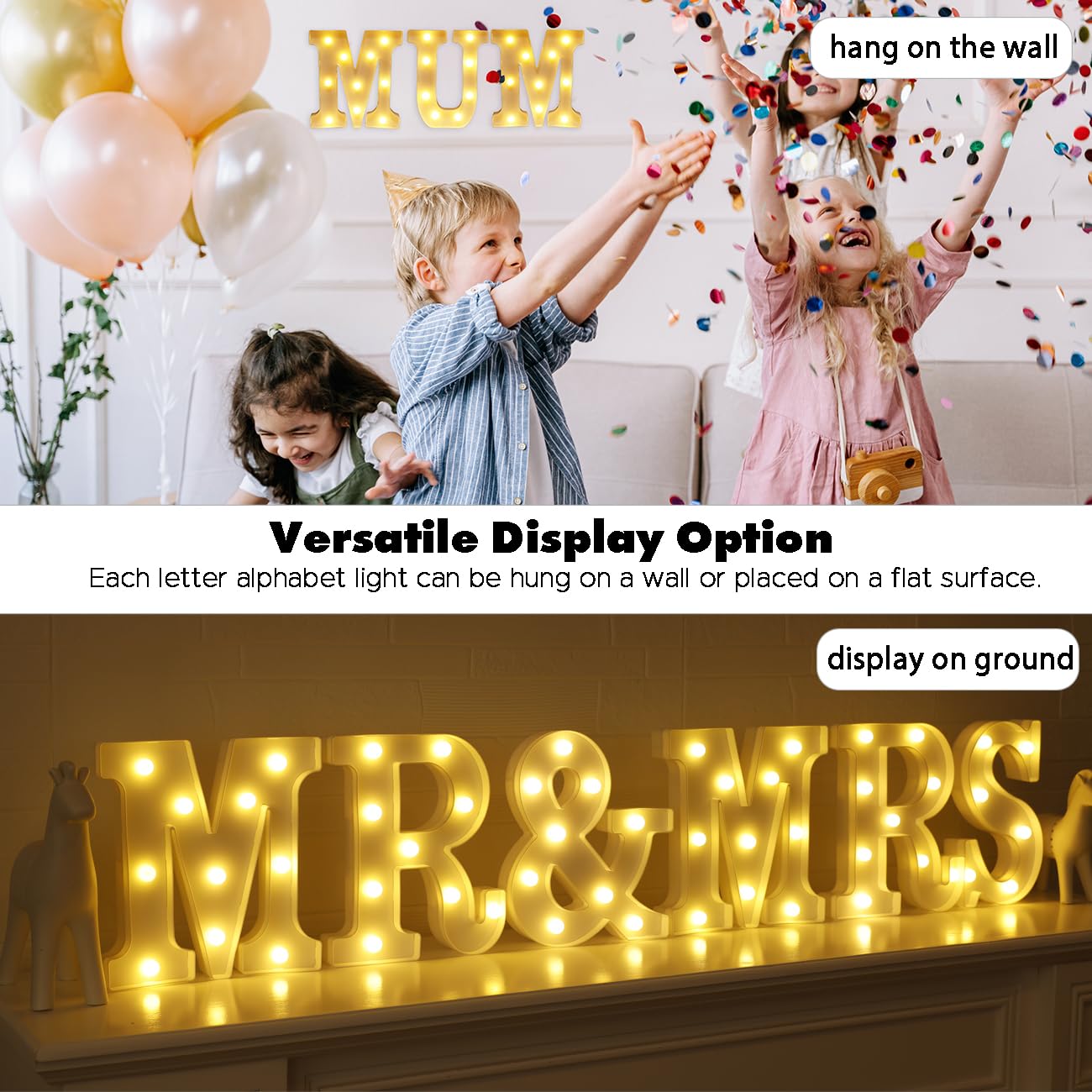 DyingSwan Small Led Marquee Letters, Light Up Letters, 8.58 Inch Led Letter Lights, Battery Powered Lighted Sign for Table, Party, Birthday, Christmas Decor (Letter &)