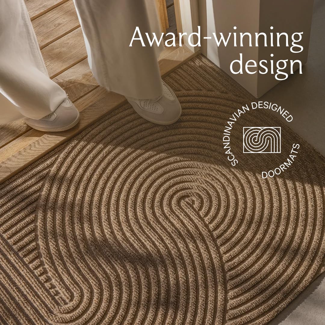 HEYMAT Sand Front Door mat, Indoor Outdoor entryway Rug Waterproof, Modern Scandinavian Home Decor, Non-Slip, Fall Doormat, 2x3 Washable Rug - Beige