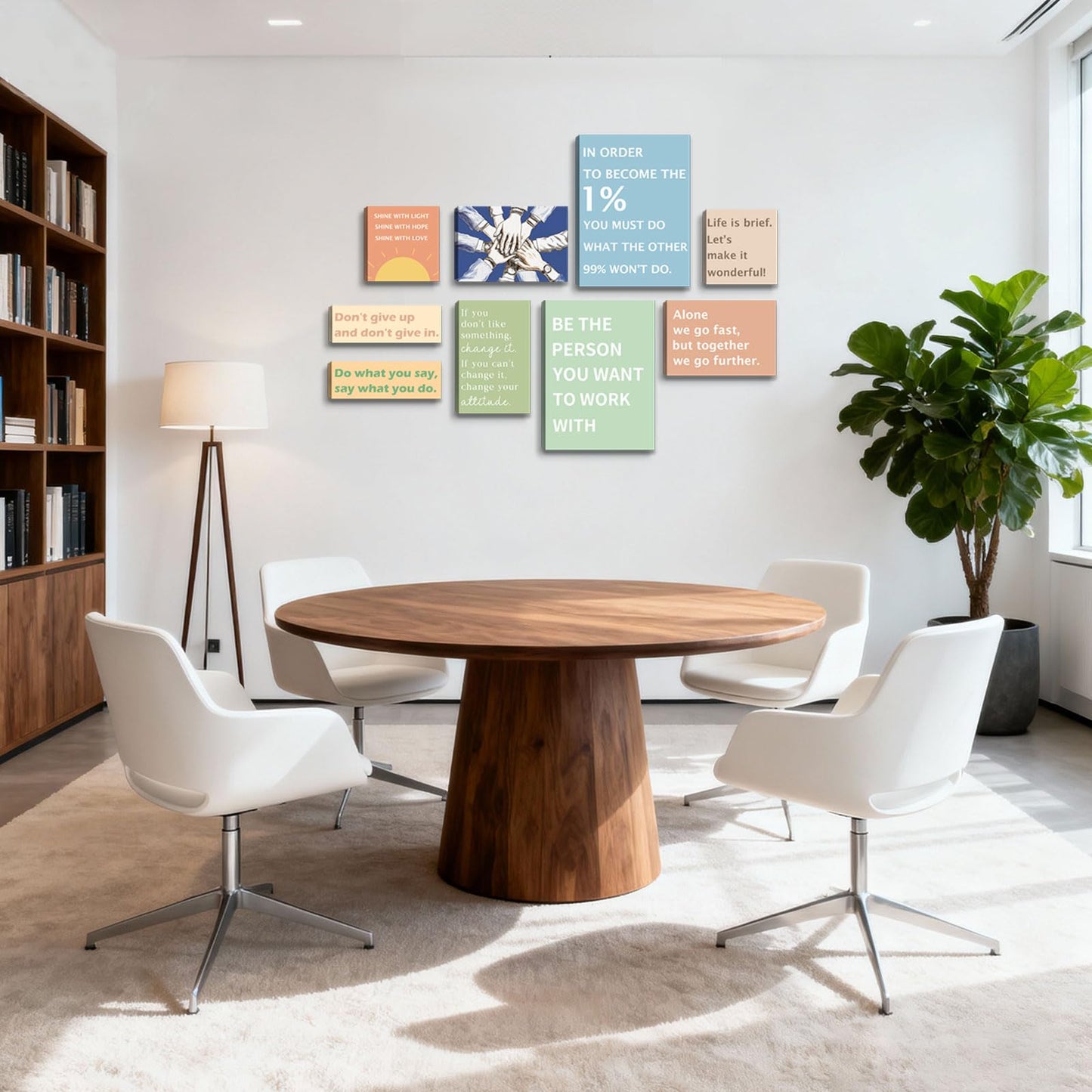 Halioyo Office Wall Art Set of 9, Motivational Canvas Prints for Workplace, Inspirational Teamwork Wall Decor with Positive Affirmations, Ready to Hang Print Poster