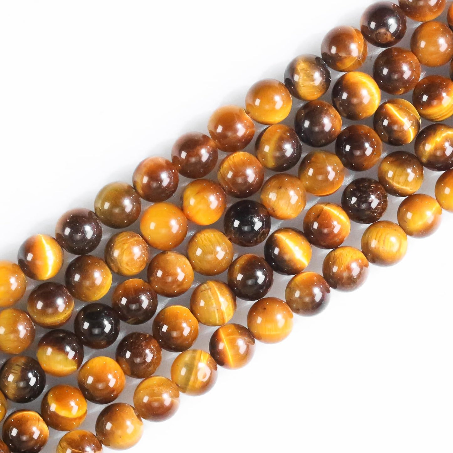 6mm Natural Gemstone Round Yellow Tiger Eye Loose Beads for Jewelry Making Bracelets Necklace Earrings Art Craft (60-62pcs/strand)