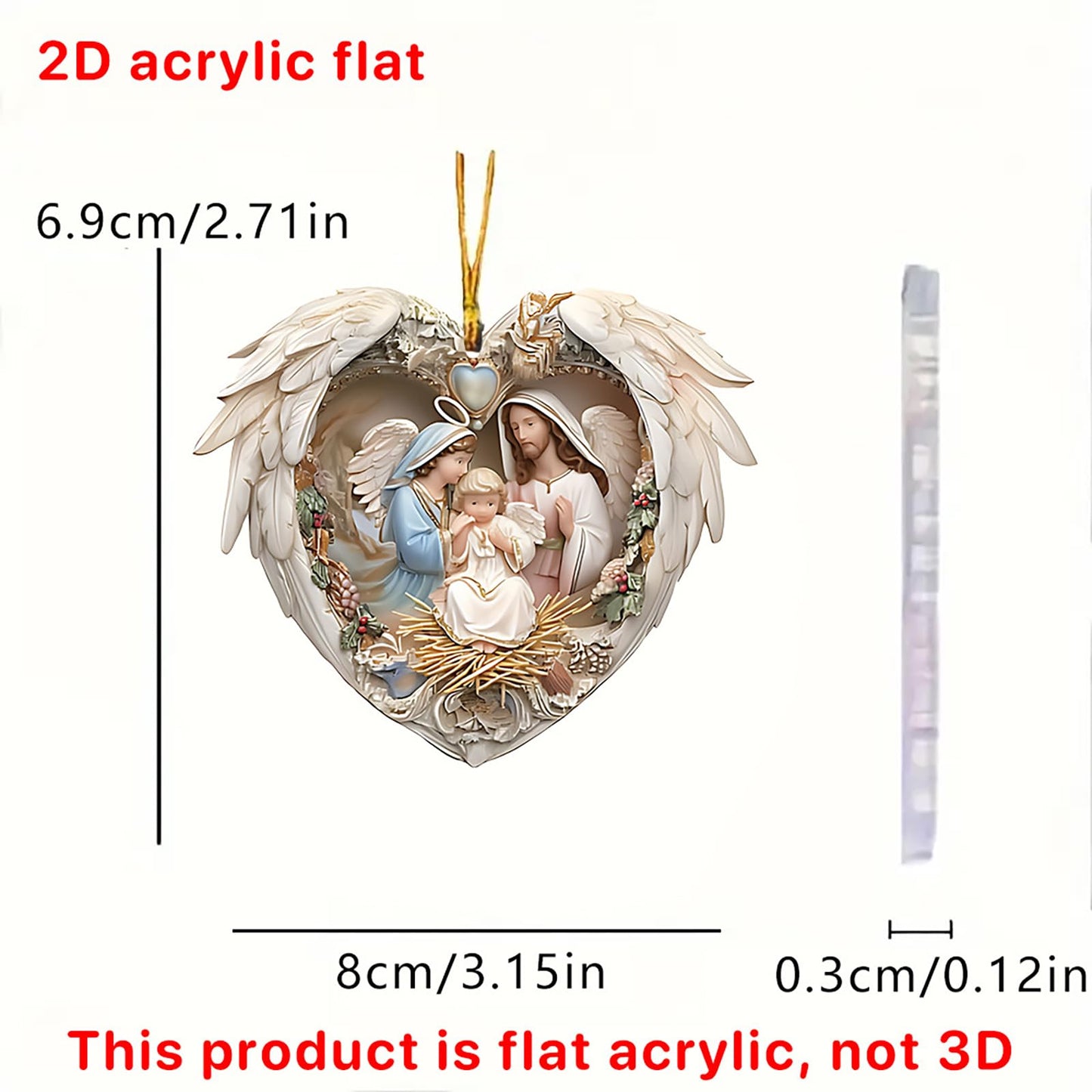 Chiristmas Gifts for Women Friend, Acrylic Decorative Hanging Pendant Heart Shaped Ornaments for Door Tree Car Decor (A)