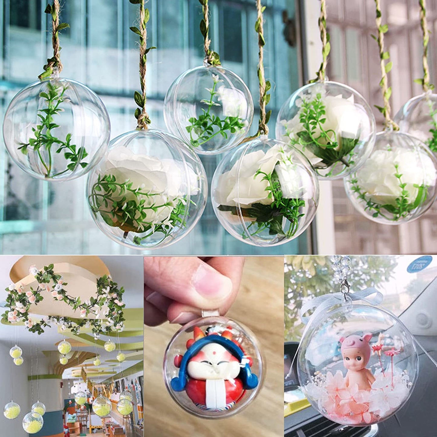 ZUOKEMY 10 Pcs 3.14 inch Filling Transparent Plastic Decorative Call DIY Craft Ball Transparent Ball Christmas, Birthday, Wedding, Party and Home Decoration Ornaments ((3.14"/80mm))