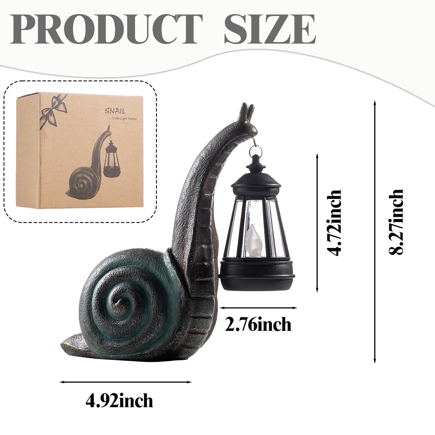 QZJDDZSW Solar Garden Snail Statue,Lawn Decor Statue for Patio, Balcony, Yard Ornament for Mom Grandma Women