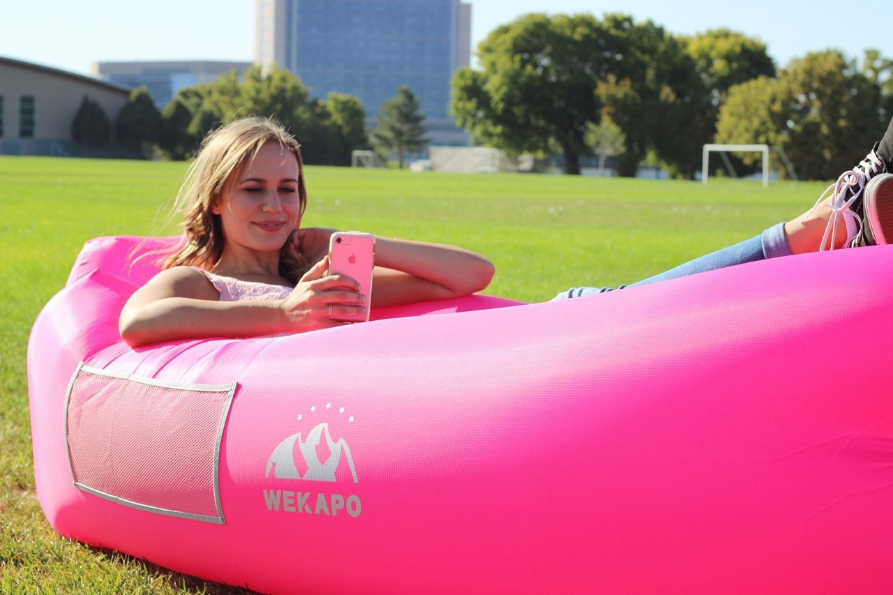 WEKAPO Inflatable Couch Air Lounger Chair - Camping & Beach Accessories, Portable Blow up Sofa for Hiking, Lawn, Indoor/Outdoor Movies & Music Festivals. Lightweight and Easy to Set Up Air Hammock