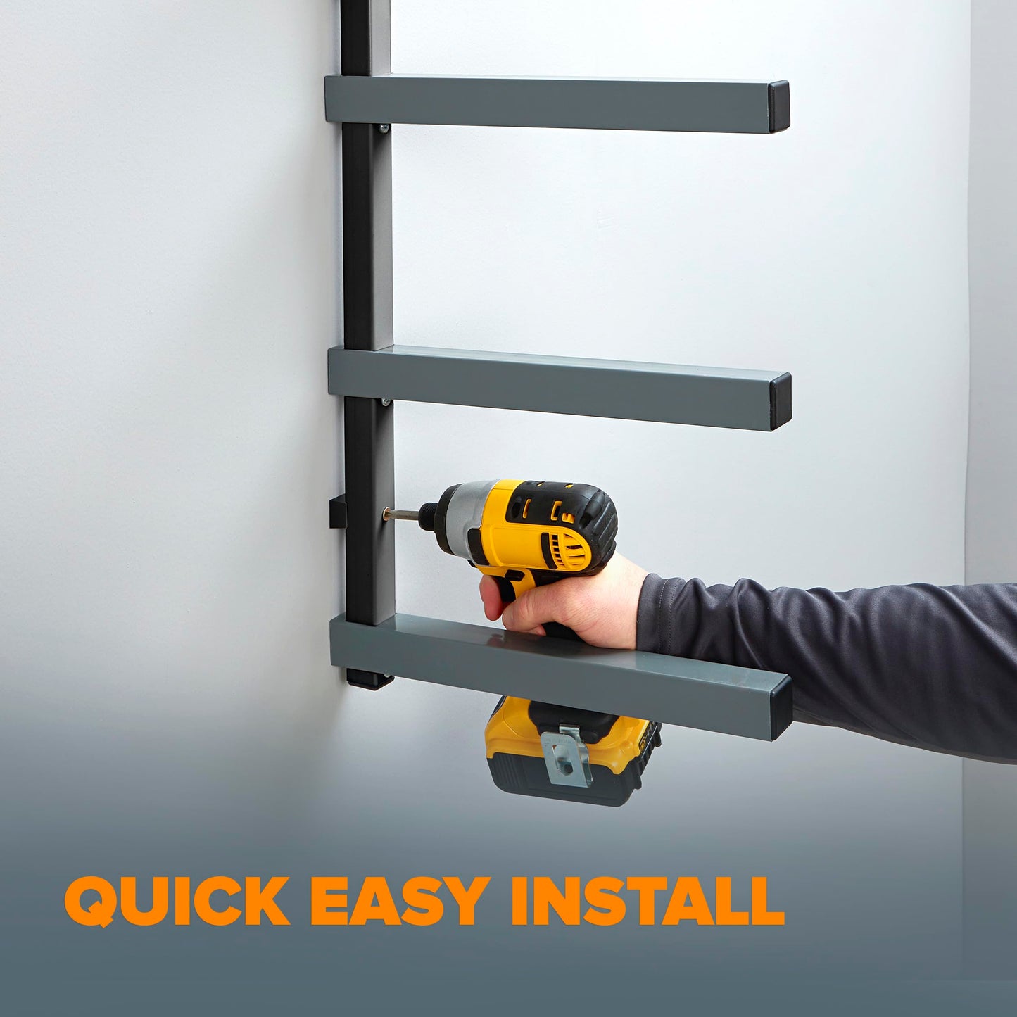 Bora 4-Level Lumber Storage Rack Wood and Garage Organization Space-Saving Metal Shelf for Pipes, Boards, Plywood, and Building Materials - PBR-004B Black Gray