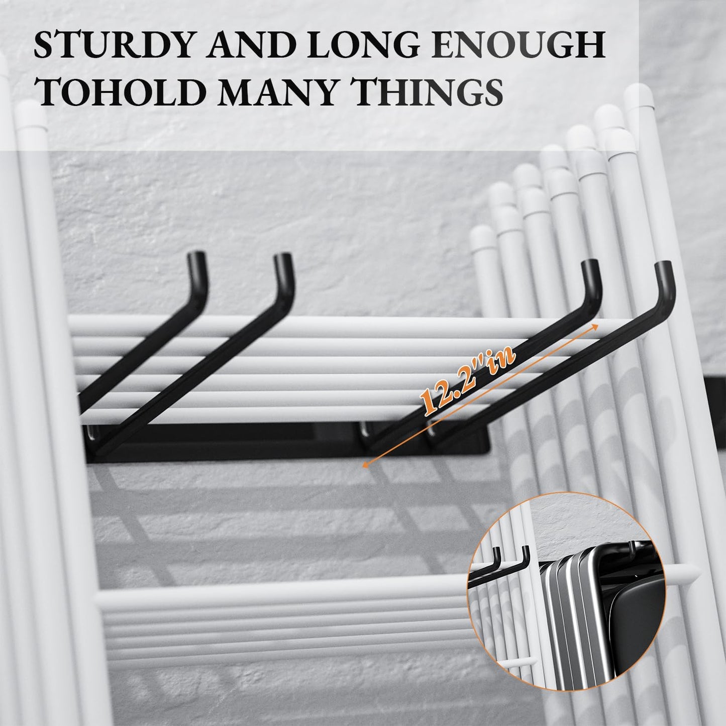 MOOMSINE Folding Chair Storage Rack for Garage, 2-Pack Heavy Duty Wall Mount Garden Tool Organizer, Utility Hooks for Lawn, Beach & Camping Chairs, Max Load 240 lbs