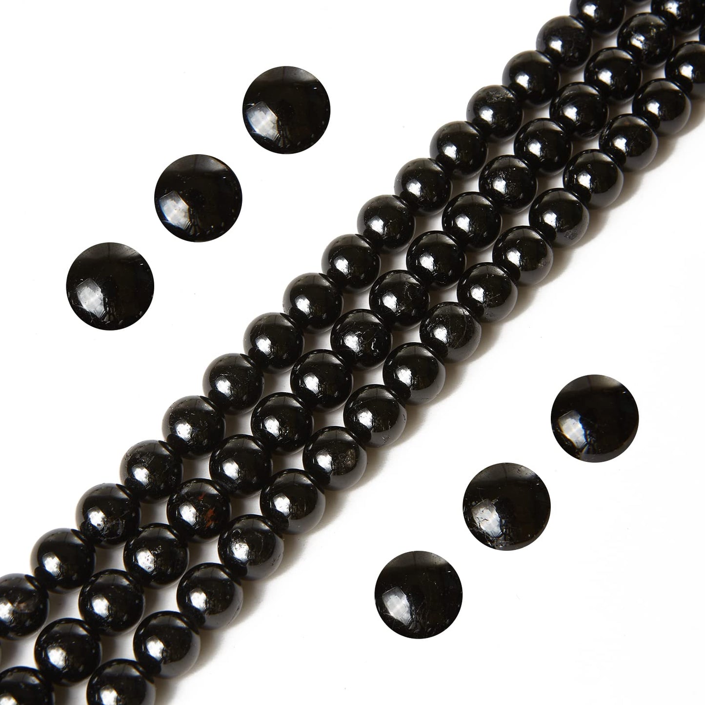 60pcs 6mm Black Tourmaline Beads Natural Gemstone Beads Round Loose Beads for Jewelry Making