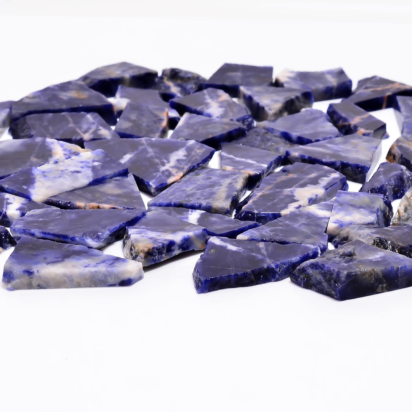 Natural Sodalite Slite Raw Slice Gemstone- Healing Crystals for DIY Jewelry Making -Loose Natural Cabochon -Perfect for Crafting Unique Jewelry Designs (5 pcs, 25-35 mm)