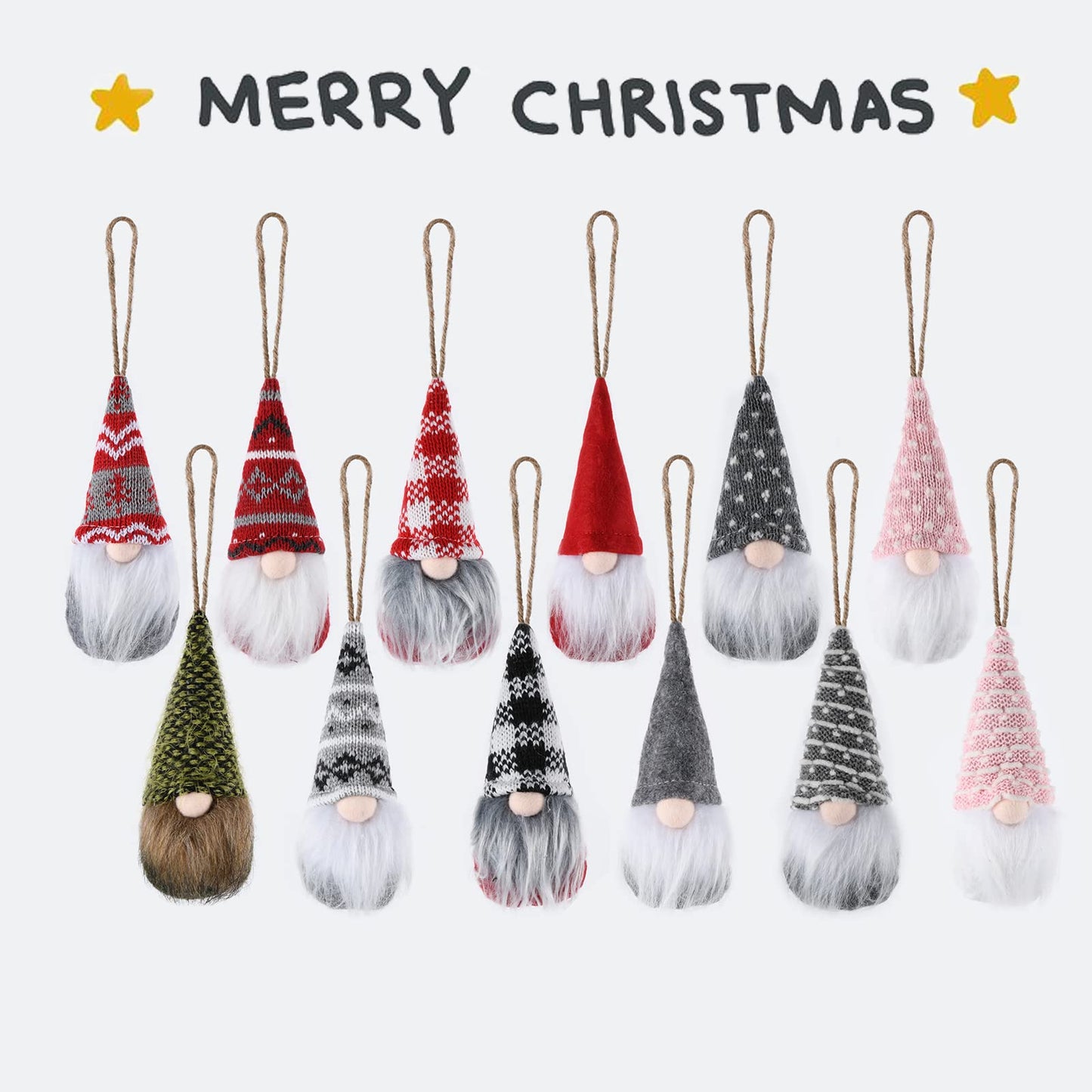 12 Piece Christmas Tree Hanging Dwarfs Swedish Plush Dwarfs Handmade Santa Claus Elf Christmas Decorations Home Festival Decorations