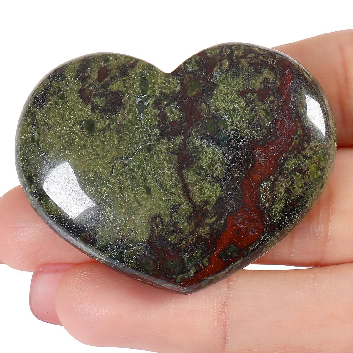 MAIBAOTA 45 mm Bloodstone Crystals Stones Heart Love Crystal Valentines Gifts for Herfriend Wife Palm Stone Reiki Crystal Gemstone Worry Stones for Anxiety