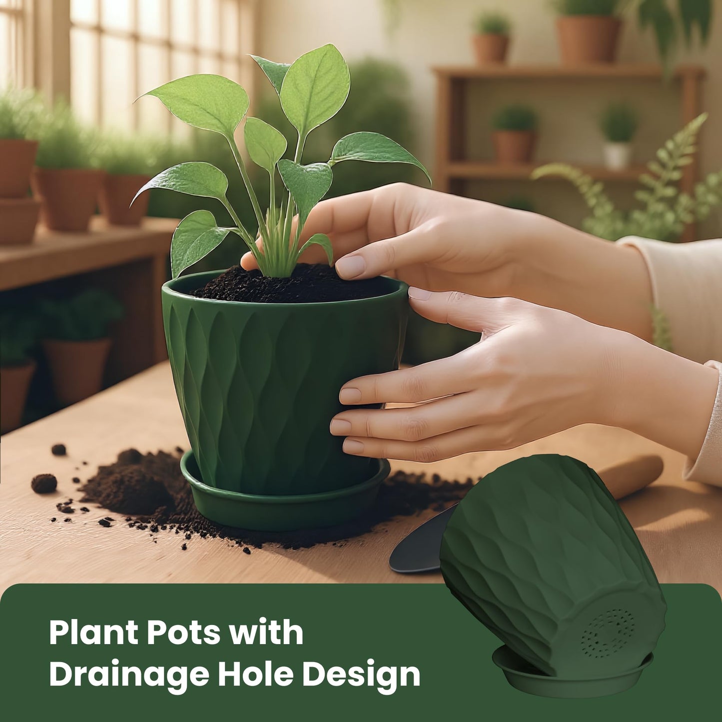 LESOASIS 7/6.5/6/5.5/5/4.5/4 inch Plastic Plant Pots, 7 Pack Flower Planter for Indoor Outdoor Plant, Planters with Drainage Holes and Trays (Colorful)