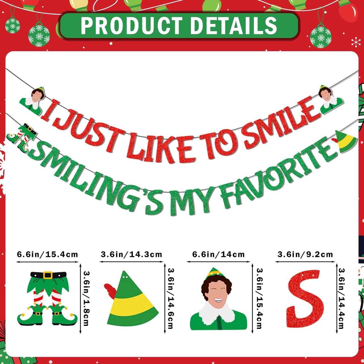 The Elf Christmas Banner Decorations Christmas Elf Decorations I Just Like To Smile Smiling's My Favorite Banner for Xmas Party Decorations Friendsmas Party Decorations