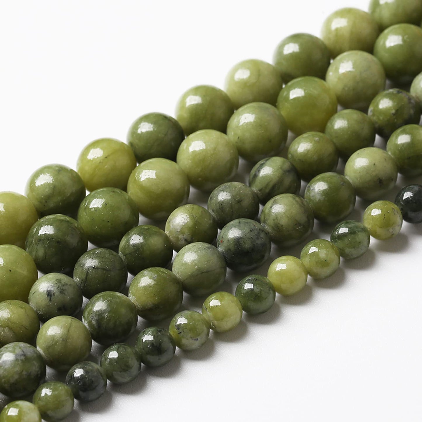 Natural Chinese Green Jade Beads Gemstone Round Loose Beads for Jewelry Making DIY Bracelet Necklace 8mm 45pcs 15" Inch