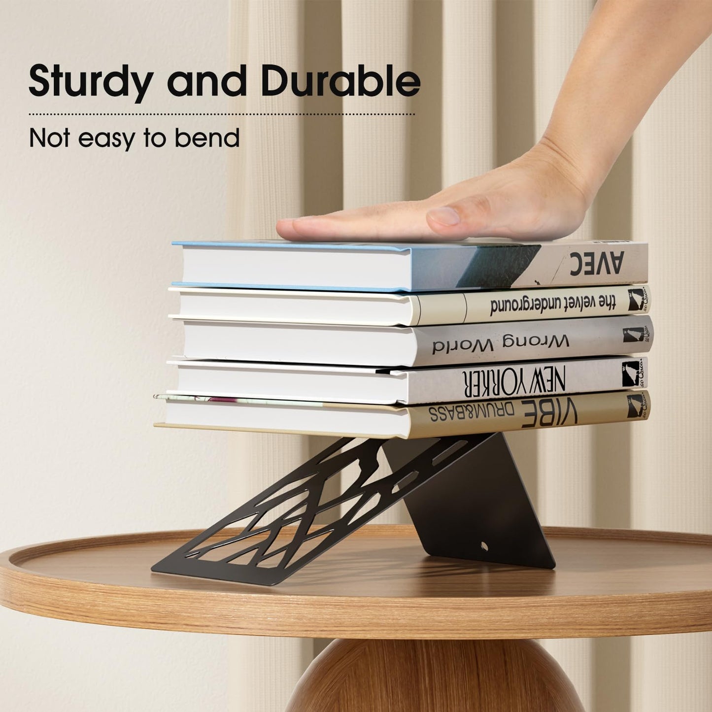 MaxGear Book Ends Tree Design Modern Bookends for Shelves, Non-Skid Book Holder, Heavy Duty Metal Book Storage for Books/CDs, Decorative Book Stopper for Home, 7 x 4.7 x 3.5”, Black,2 Pair/4 Pieces