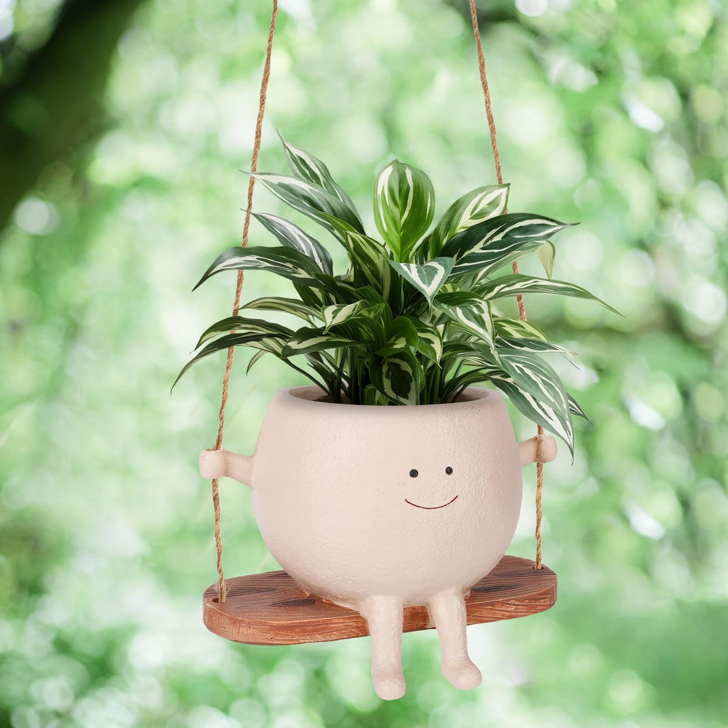 Boomluck Cute Smiley Face Hanging Planter Pot - Adorable Indoor/Outdoor Flower Plant Holder with Drainage Hole - Perfect for Home, Garden, Office Decor