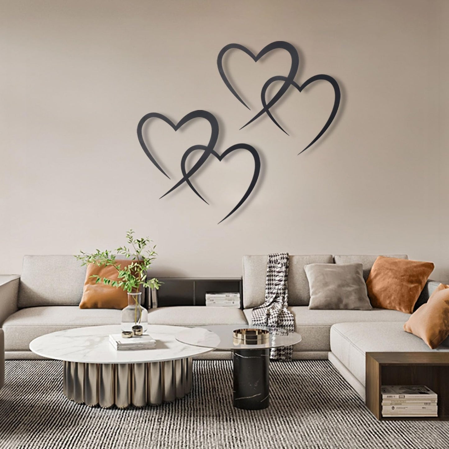 OYEFLY Infinity Heart Metal Wall Decor,Infinity Heart Wall Decor for Room Living,Wedding Decor (Black, style3 11.4 x 10.7in)