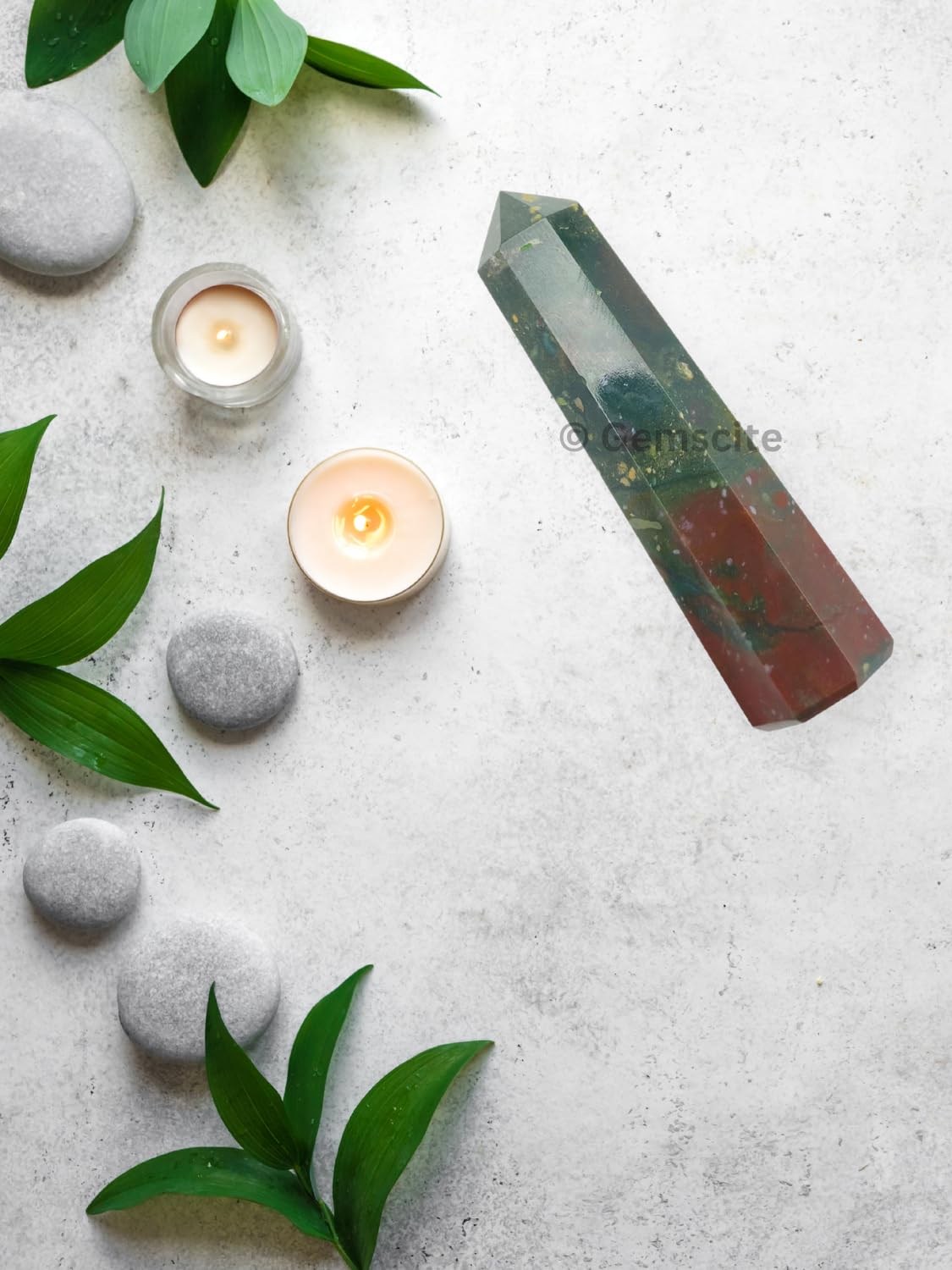 WholesaleGemShop 3 Inch (70 mm) Bloodstone Gemstones Obelisk Tower Jumbo Facet Aura Rock Crystal Natural Polished Earth Wand Spirit