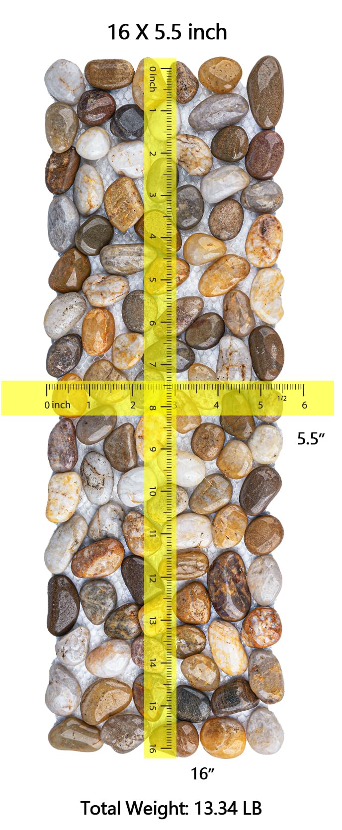6 Pcs River Rock Stepping Stones, 16" L x 5.5" W Rectangles Natural Outdoor Pavers Pebbles Polished Gravel for Garden Walkway Pathway