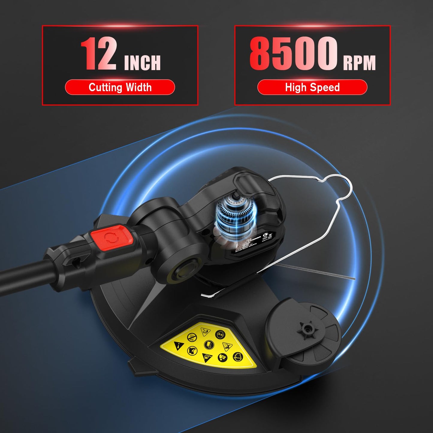 Cordless Weed Eater Compatible with Milwaukee M18 18V Battery(Tool Only), 12-Inch 3-in-1 String Trimmer with 8500RPM Upgraded Motor, Automatic Line Feed Weed Wacker for Lawn Edging and Mowing-Red