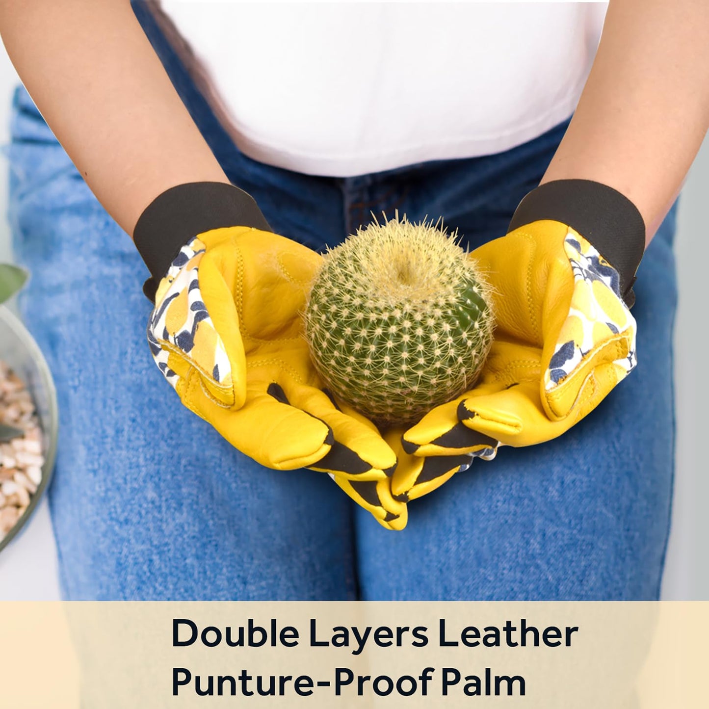 OIZEN Cowhide Leather Thorn Proof & Puncture Resistant Gardening Gloves for Women and Men, Touchscreen Compatible Working Gloves for Weeding, Digging, Planting, Gardening Gifts for Women, Size Medium