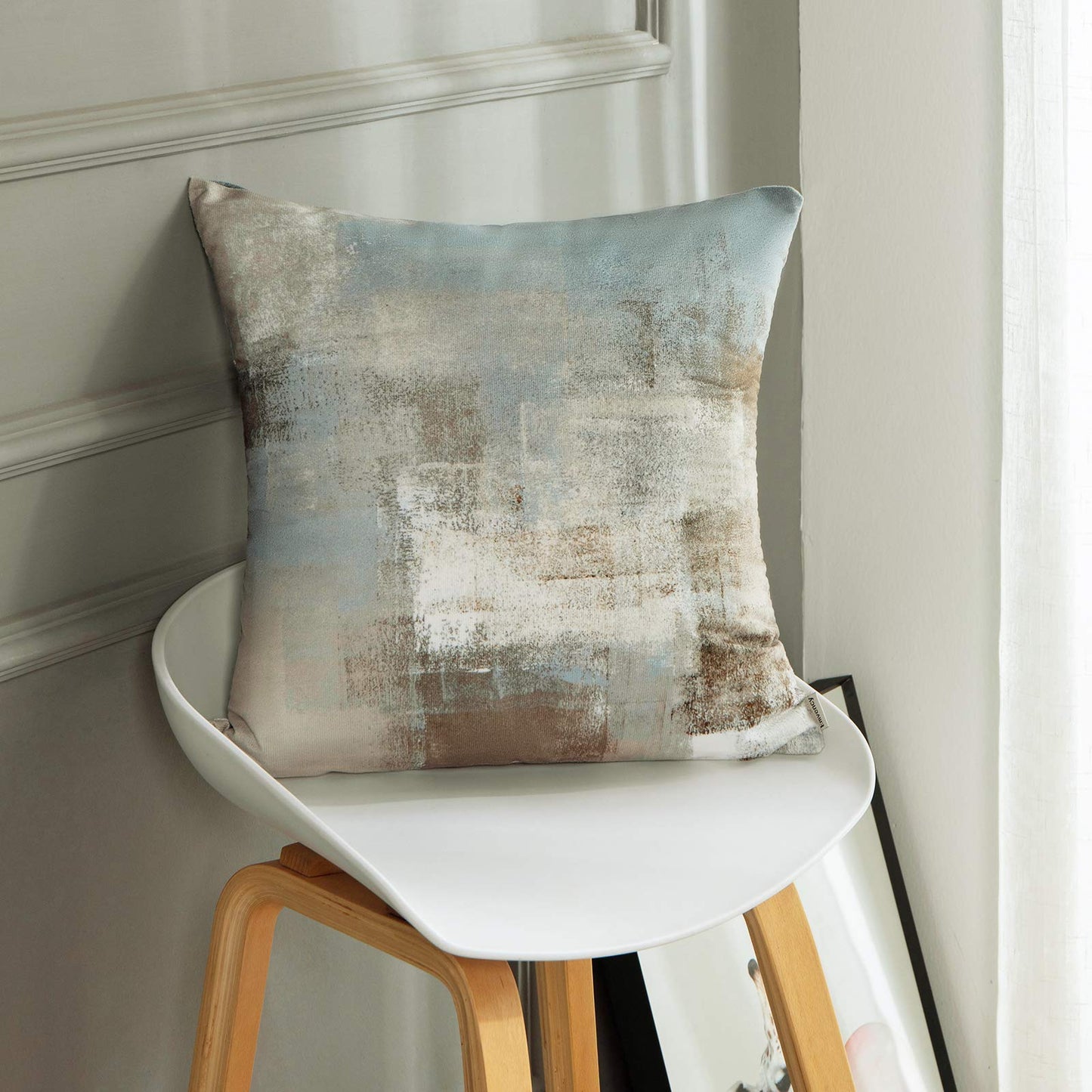 Britimes Throw Pillow Covers Modern Home Art Decor, 18 x 18 Inches Set of 2 Pillow Cases Decorative, Abstract Oil Painting Pillowcases for Bedroom, Living Room, Cushion Couch Sofa, Grey Beige