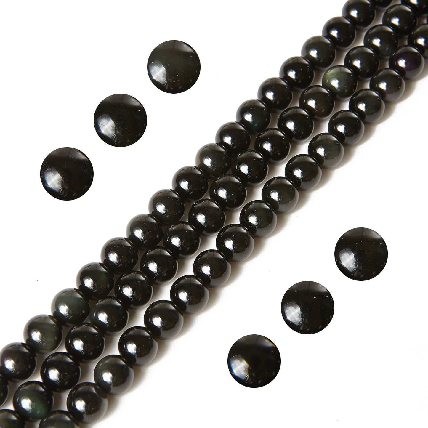 100pcs 8mm Black Obsidian Beads Natural Gemstone Beads Round Loose Beads for Jewelry Making