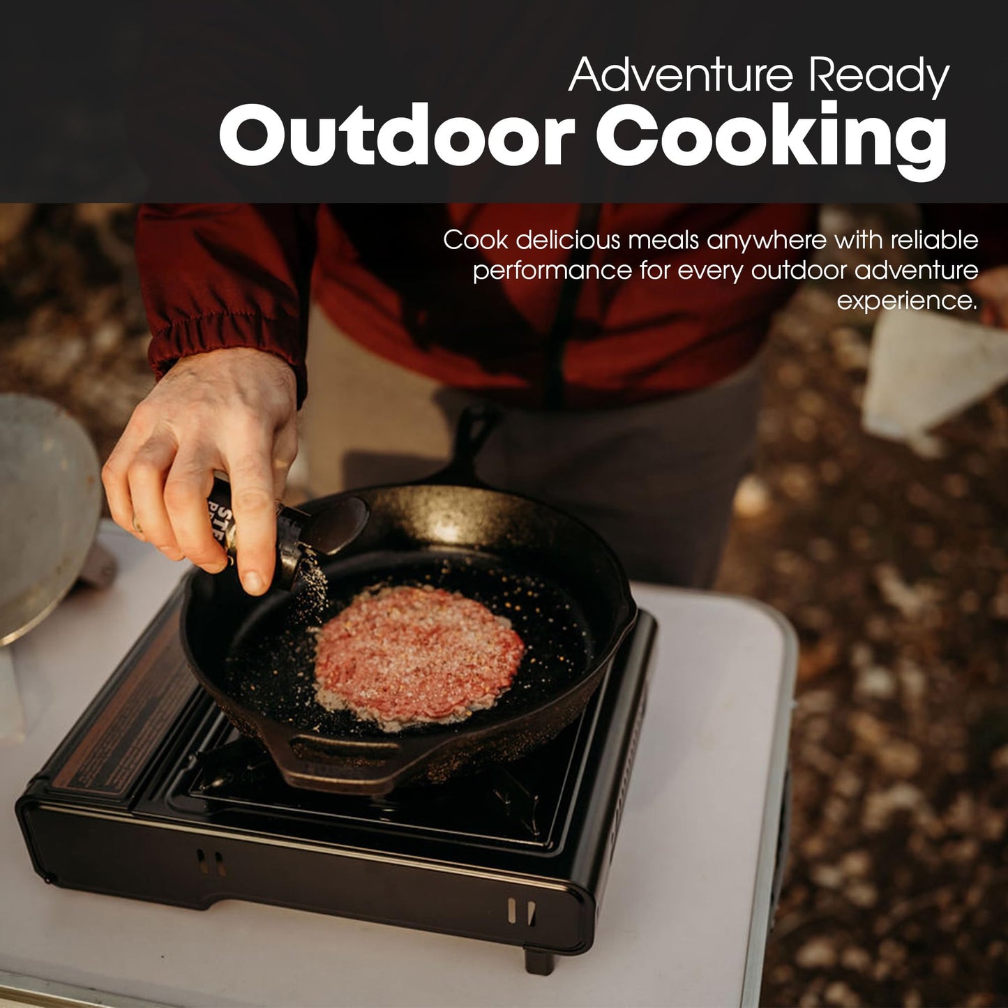 GasOne 10,000 BTU Dual Fuel Camp Stove – Butane and Propane Burner Portable Stove Camping Grill with Adjustable Heat Dial, Carry Case, Automatic Electric Ignition – Safe and Durable Construction