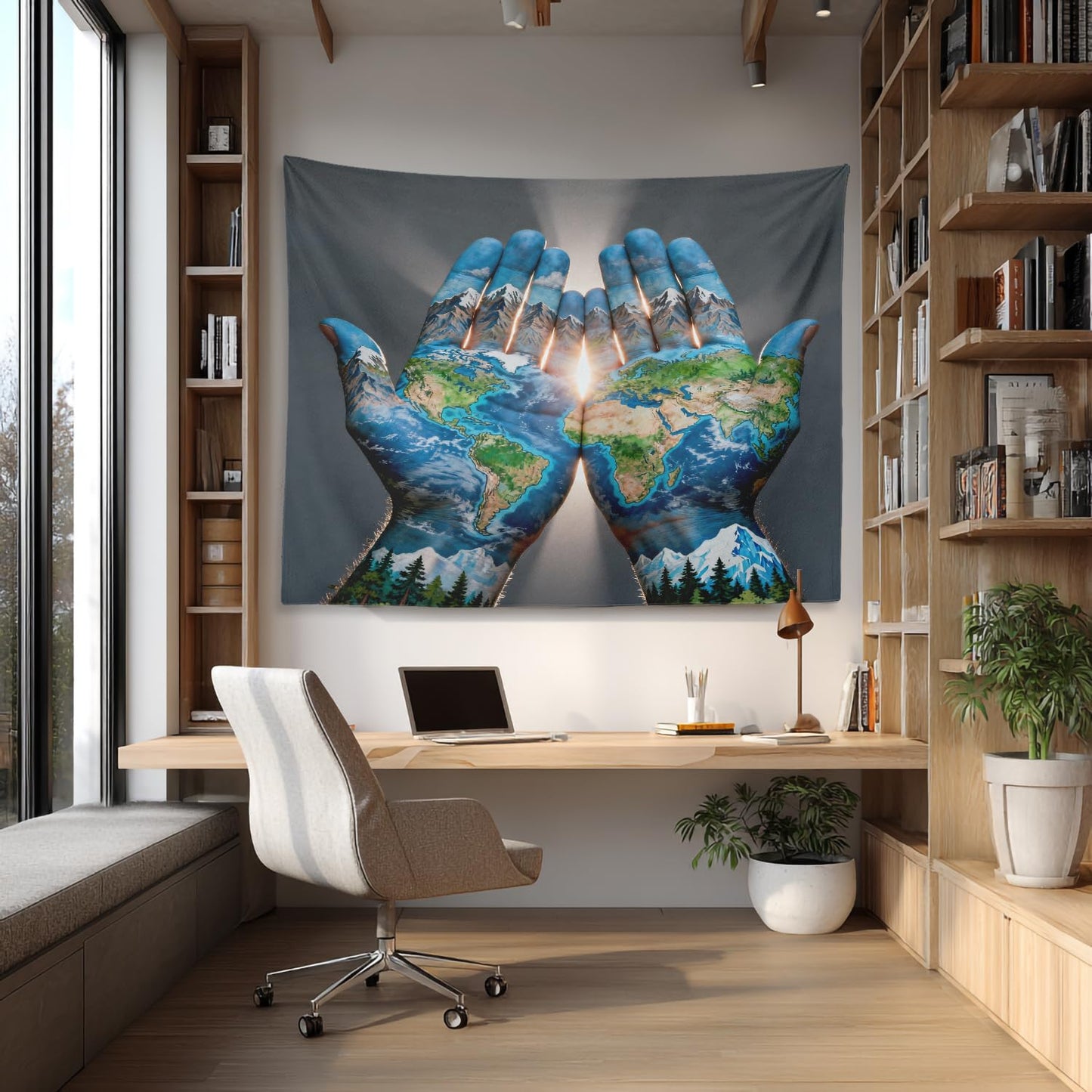 Shrahala Psychedelic Wall Tapestry - Blue Ethnic Design for Bedroom & Living Room (59.1 x 82.7 Inches)