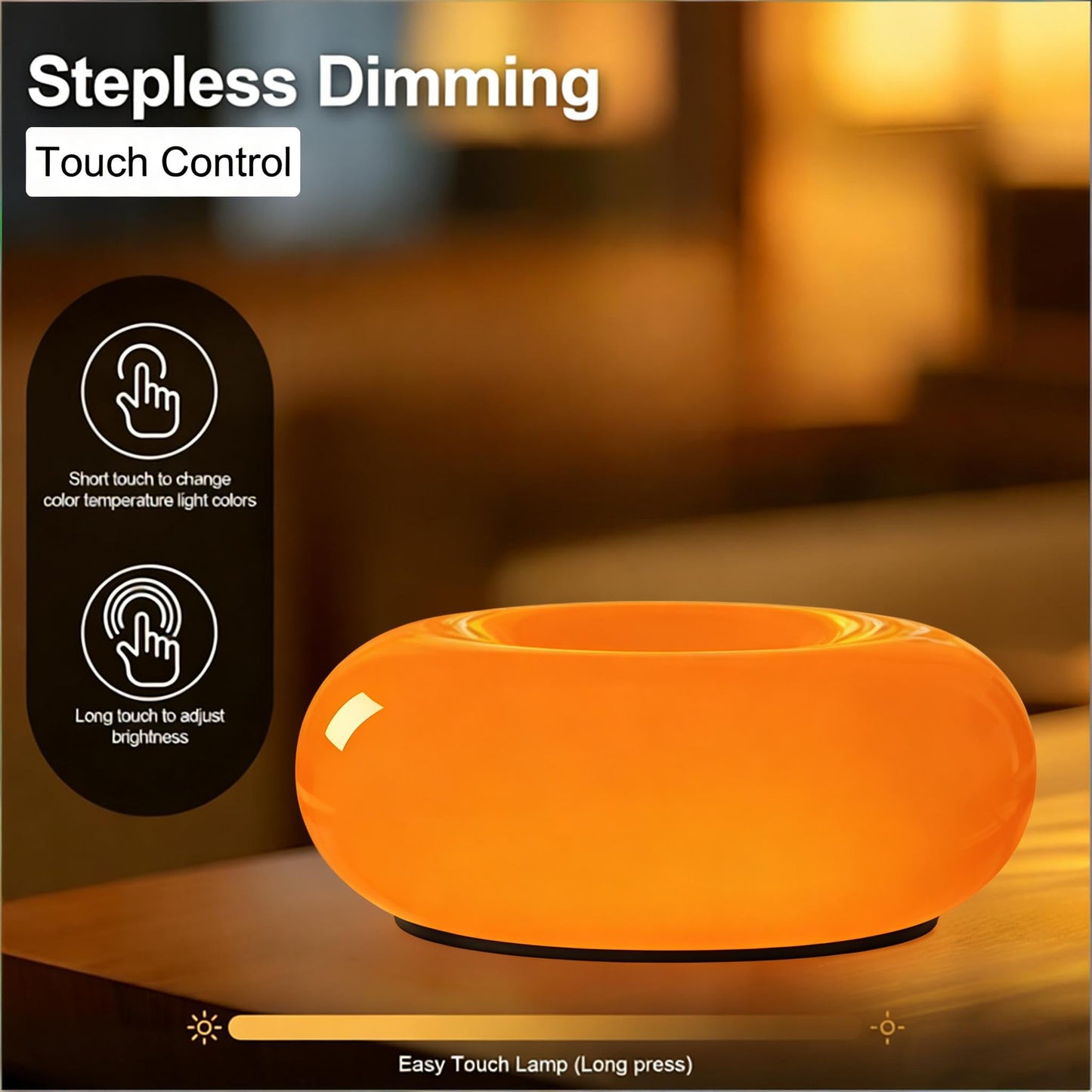 MIXL - Orange Donut Table Lamp,Dount Light Lamp Ambient Lighitng,Aesthetic Touch Table Lamps,Modern Cute Desk Lamps for Living Room Bedroom