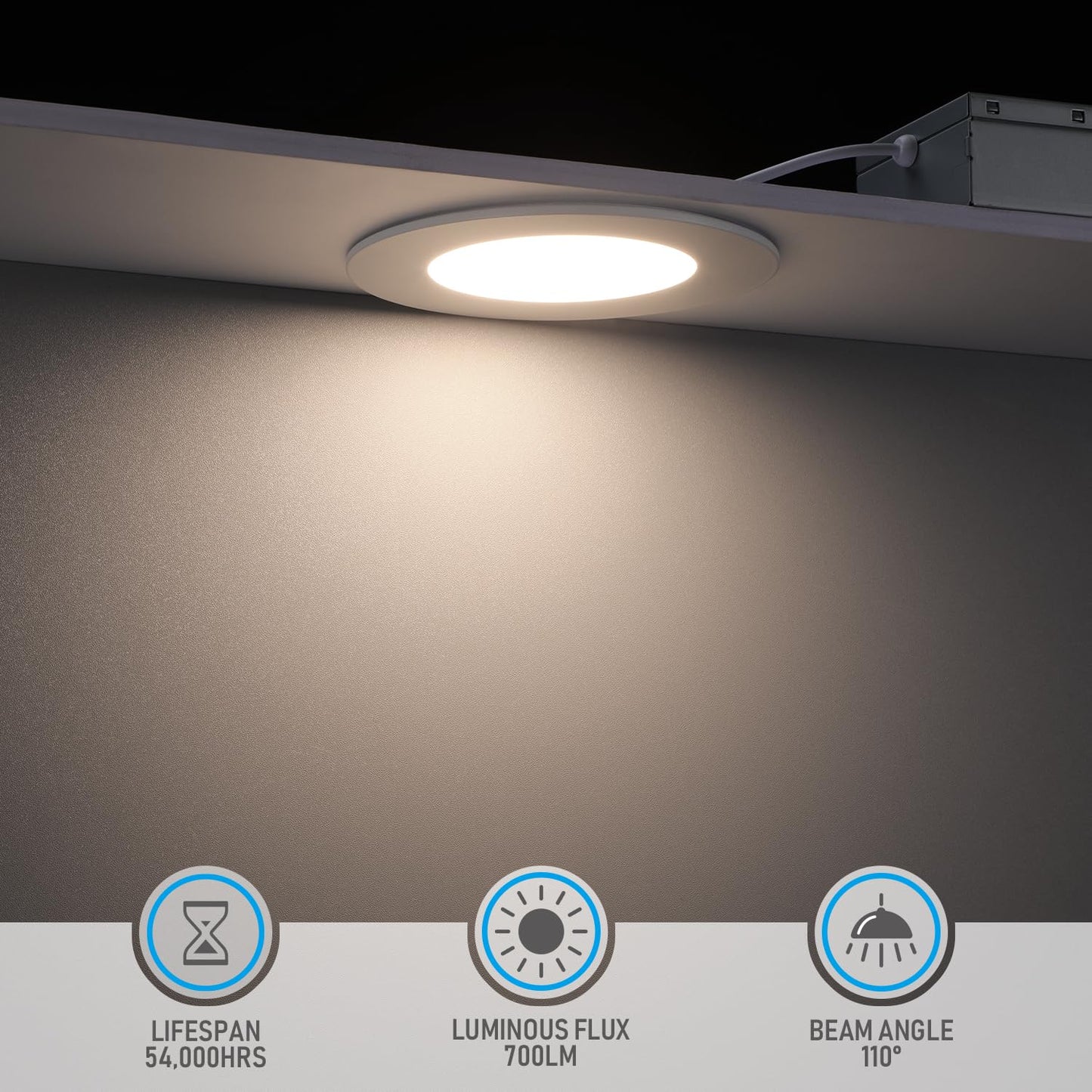 TORCHSTAR 4 Inch Ultra-Thin LED Recessed Light with Junction Box, 4000K Cool White, 10W 80W Eqv. Dimmable Slim LED Downlight, ETL and Energy Star Certified, Pack of 4