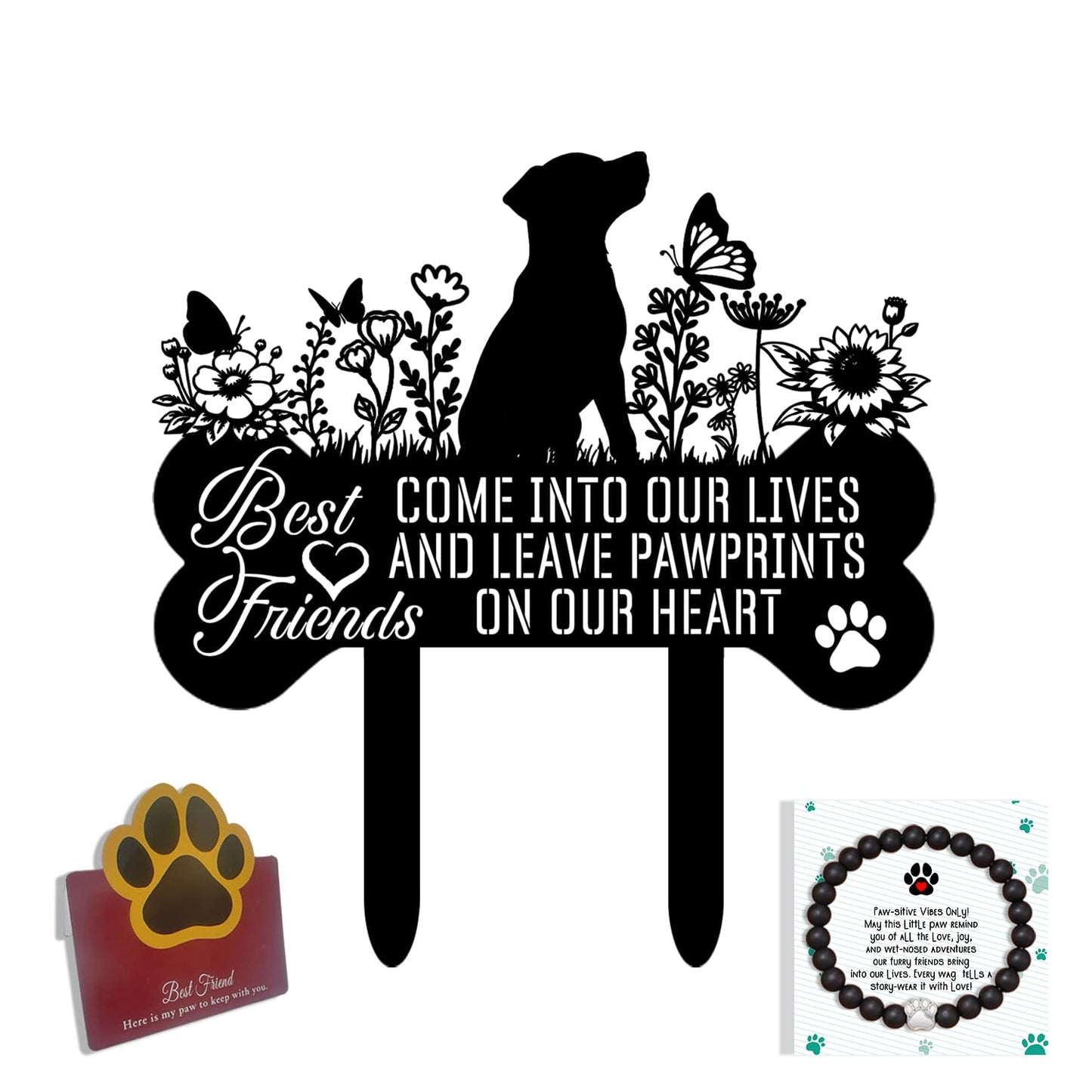 VUZUCOSH Pet Grave Markers Dog, Metal Pet Metal Memorial Garden Stake, Pets Waterproof Grave Stakes Plaque, Pet Headstone Garden Memorial Graves, Metal Dog Garden Decor 12"