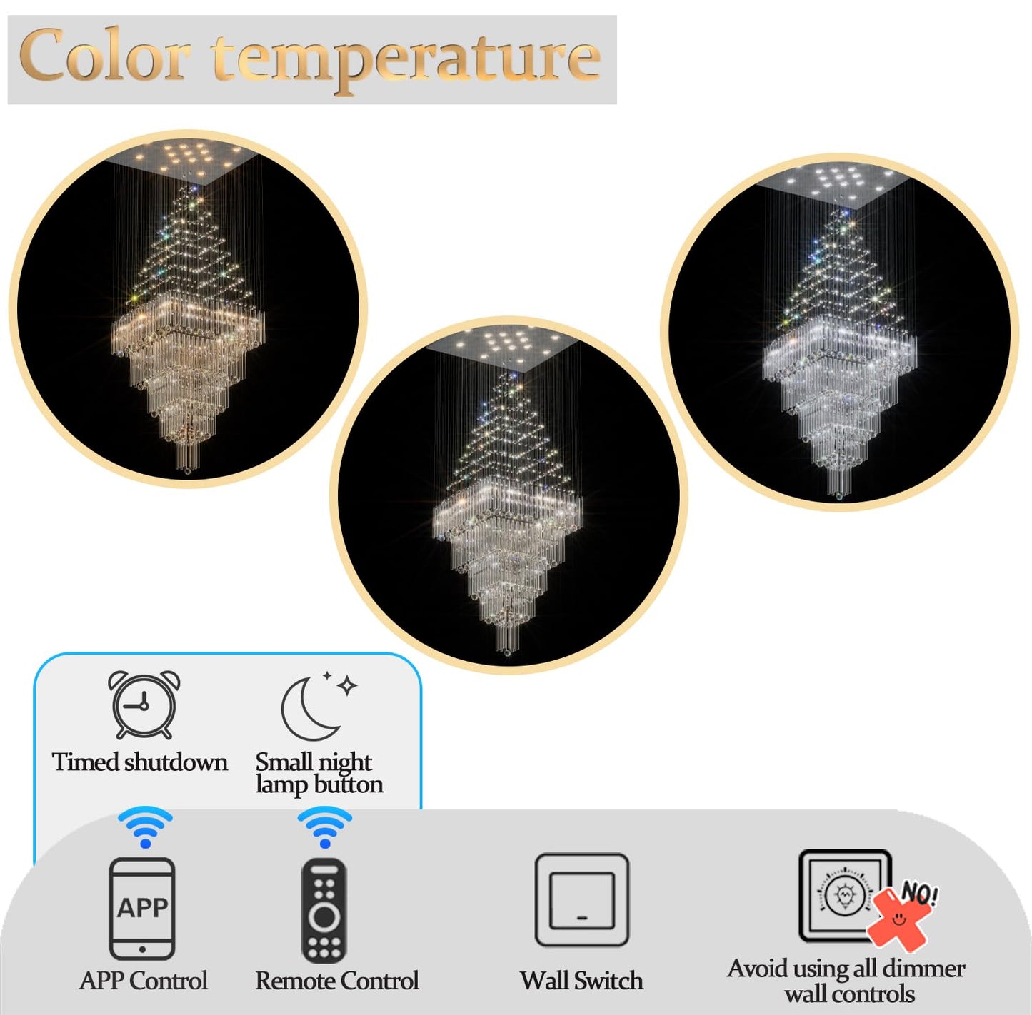 Flashing God D32''X H79'' Foyer Chandelier for High Ceilings,Square Crystal Raindrop Chandeliers,Large Chandelier for Entrance Foyer Villa,4 Tier Chandeliers