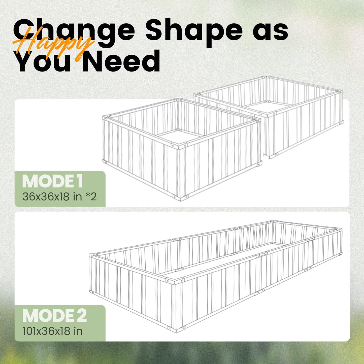 KING BIRD Galvanized Raised Garden Bed with 2 Installation Methods for DIY, 101" x 36" x 18" Heightened Planter Kit Box Outdoor for Deep-Rooted Vegetables, Flowers, Green