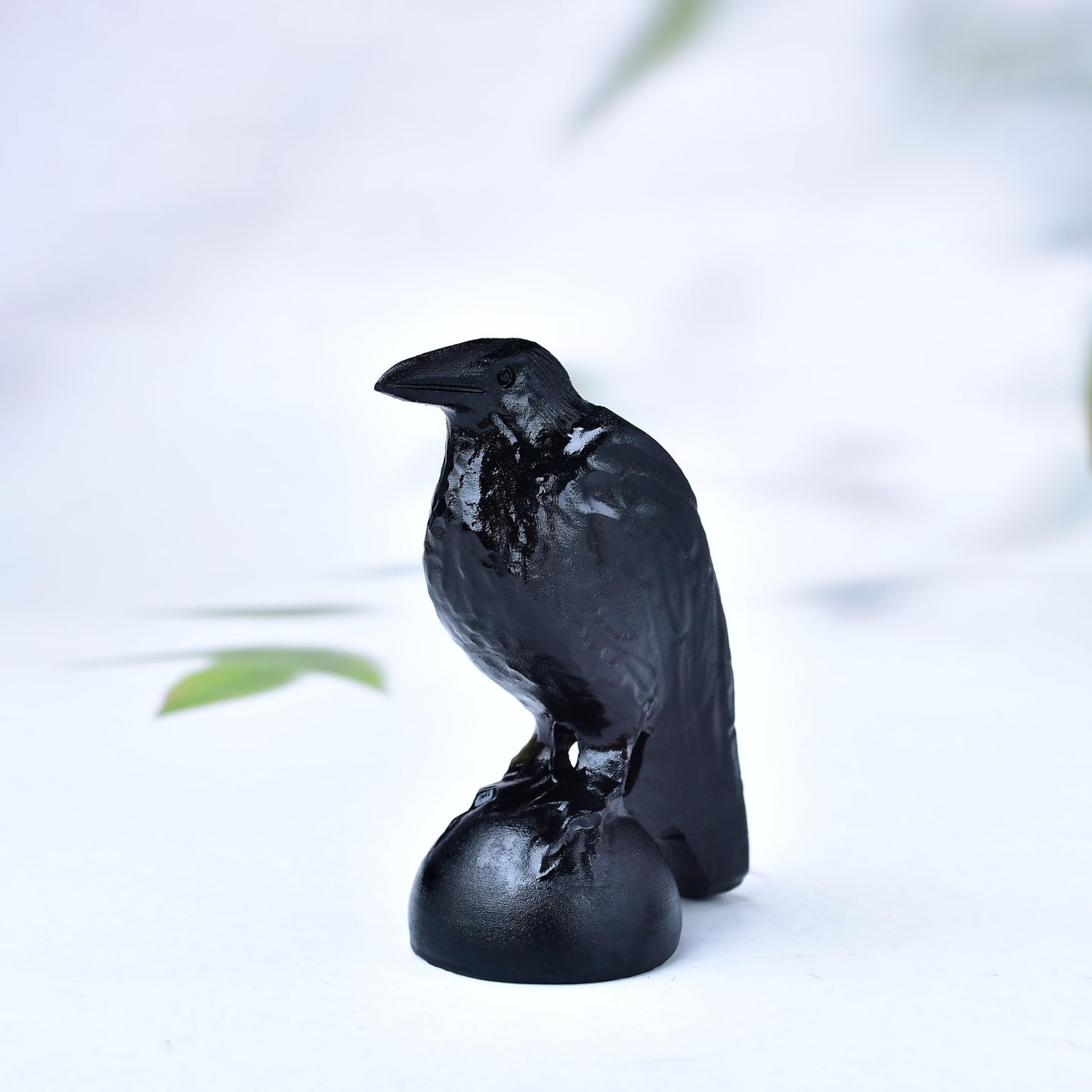 DZJXBZhu Obsidian Crystal Raven Sculpture Lucky Guardian Pocket Statue 3.2 "Healing Crystal Animal Statue Learn Office Home Decoration Gift