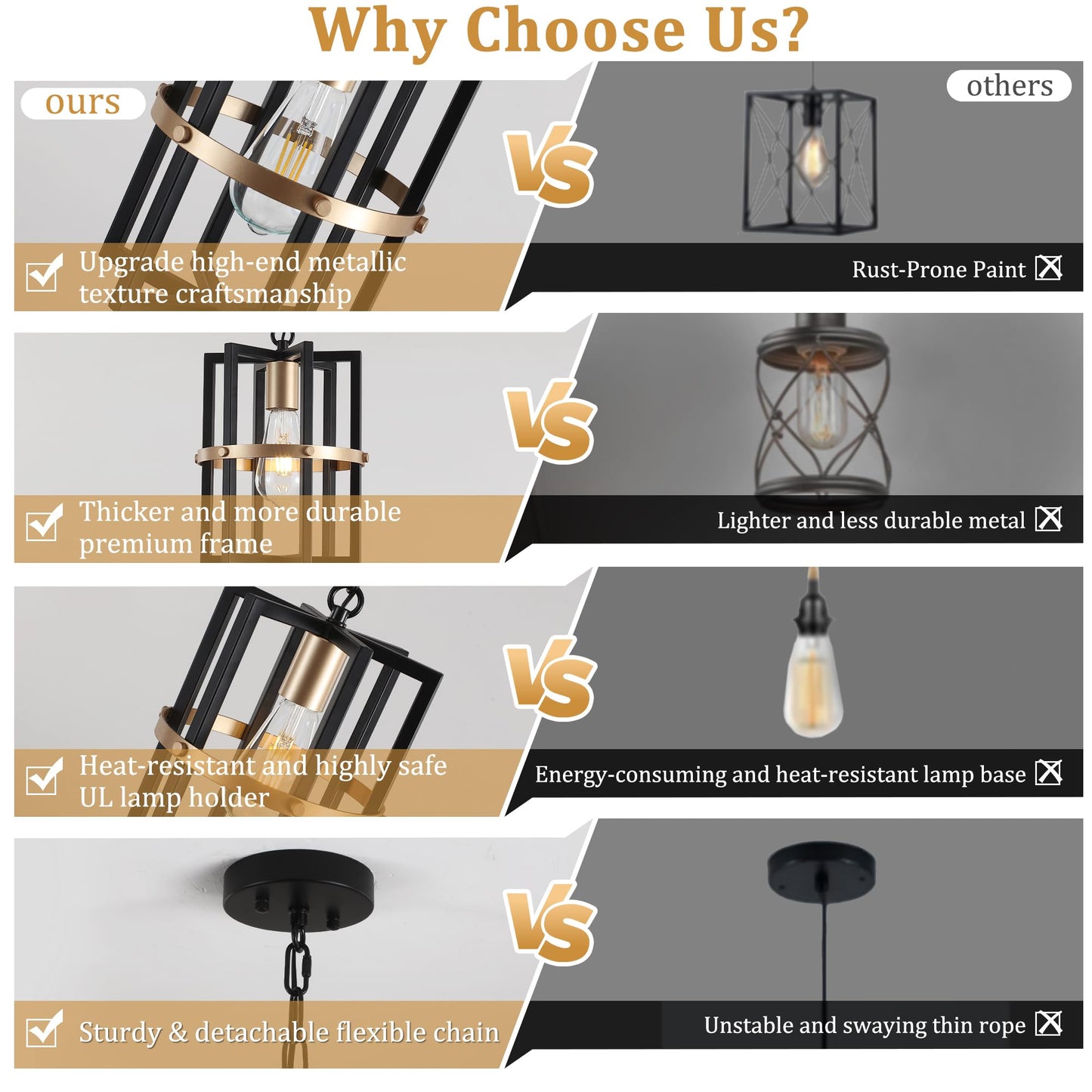 QMNHAU Black and Gold Chandelier Modern Pendant Light Fixtures Adjustable Farmhouse Pendant Lights Kitchen Island Hanging Light Fixture for Entryway Hallway Foyer Dining Room