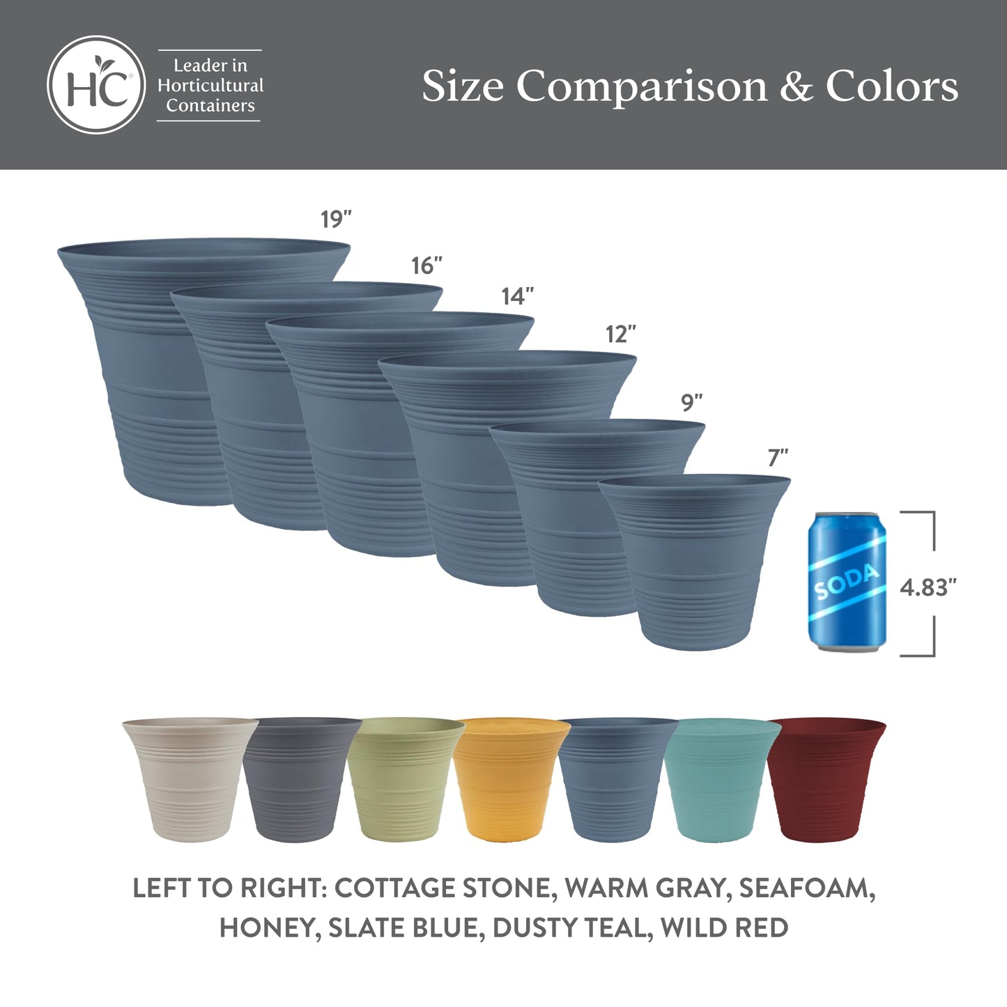 The HC Companies 7 Inch Sedona Round Self Watering Planter Pots, Lightweight UV-Resistant Plastic Indoor & Outdoor Planters, 4-Pack Flower Pots for Garden & Home Decor, Wild Red
