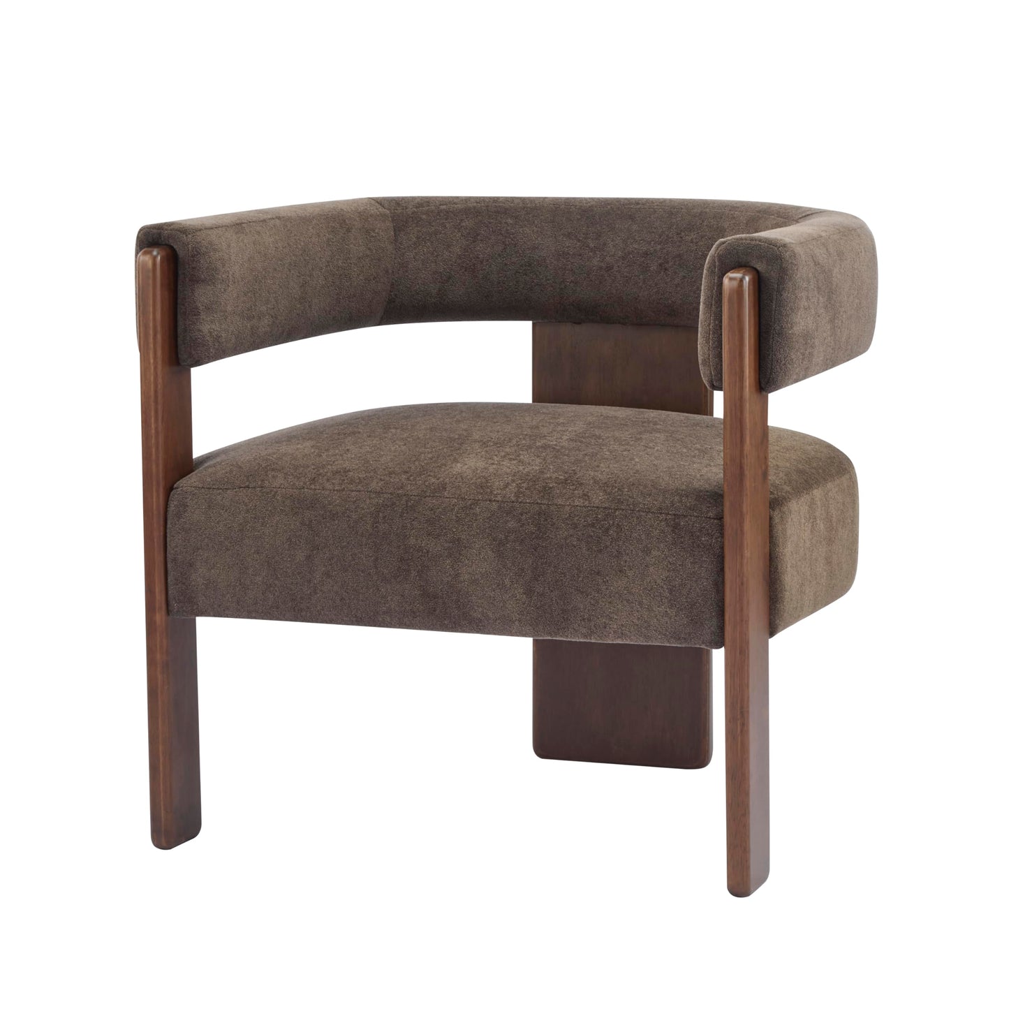 Christopher Knight Home Nettie Modern Accent Chair for Living Room, Velvet Fabric Single Lounge Sofa Chair with Wooden Frame, Comfy Reading Chair for Bedroom, Lounge Armchair with Cushion, Dark Brown