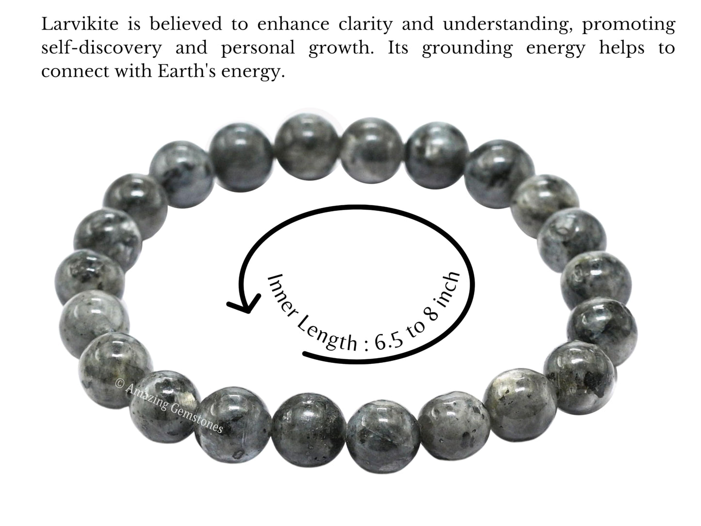 Amazing Gemstone Crystal Bracelet for Women Men's Gifts - Protection Healing Crystal Bracelet - 8mm Gemstone Beaded Stretchable Bracelet Pulseras Para Hombres Mujer Stocking Stuffers Mothers Day Gift (Larvikite)