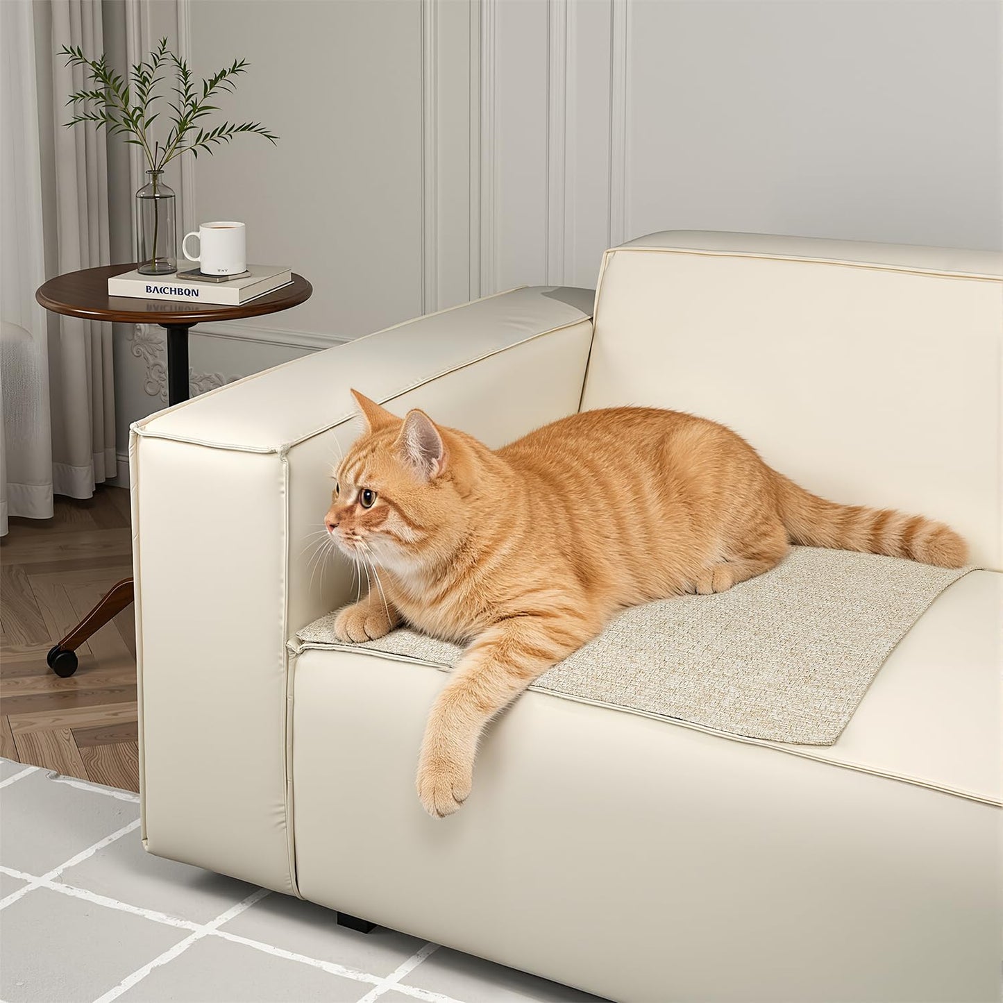 Couch Arm Covers, Arm Chair Covers Set of 2, Non-Slip Sofa Arm Covers, Washable Armrest Cover, Recliner Arm Cover, Sofas Headrest Cover for Sofa/Armchair/Loveseat/Sectional (Beige, 24" x 20" -2pcs)