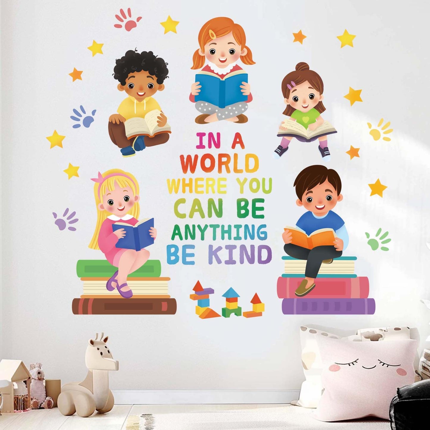 Amimagen Kids Equality Classroom Wall Stickers - Inspirational Positive Quotes Book Wall Decals - Baby Kids Room Daycare Playroom School Library Reading Wall Decor