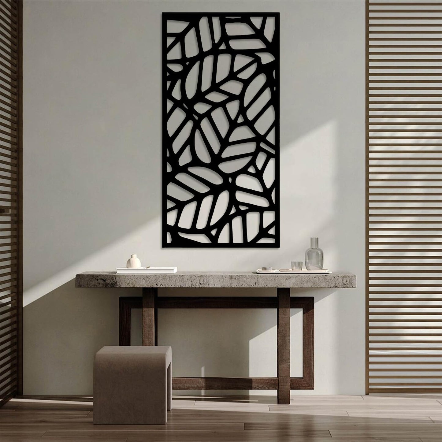 Metal Palm Leaf Wall Decor, Metal Leaves Wall Art, Tropical Leaf Wall Art, Minimalist Wall Art, Modern Leaves Wall Art, Plant Wall Decorations for Living Room, Bedroom (White, 24"x12"/60x30cm)