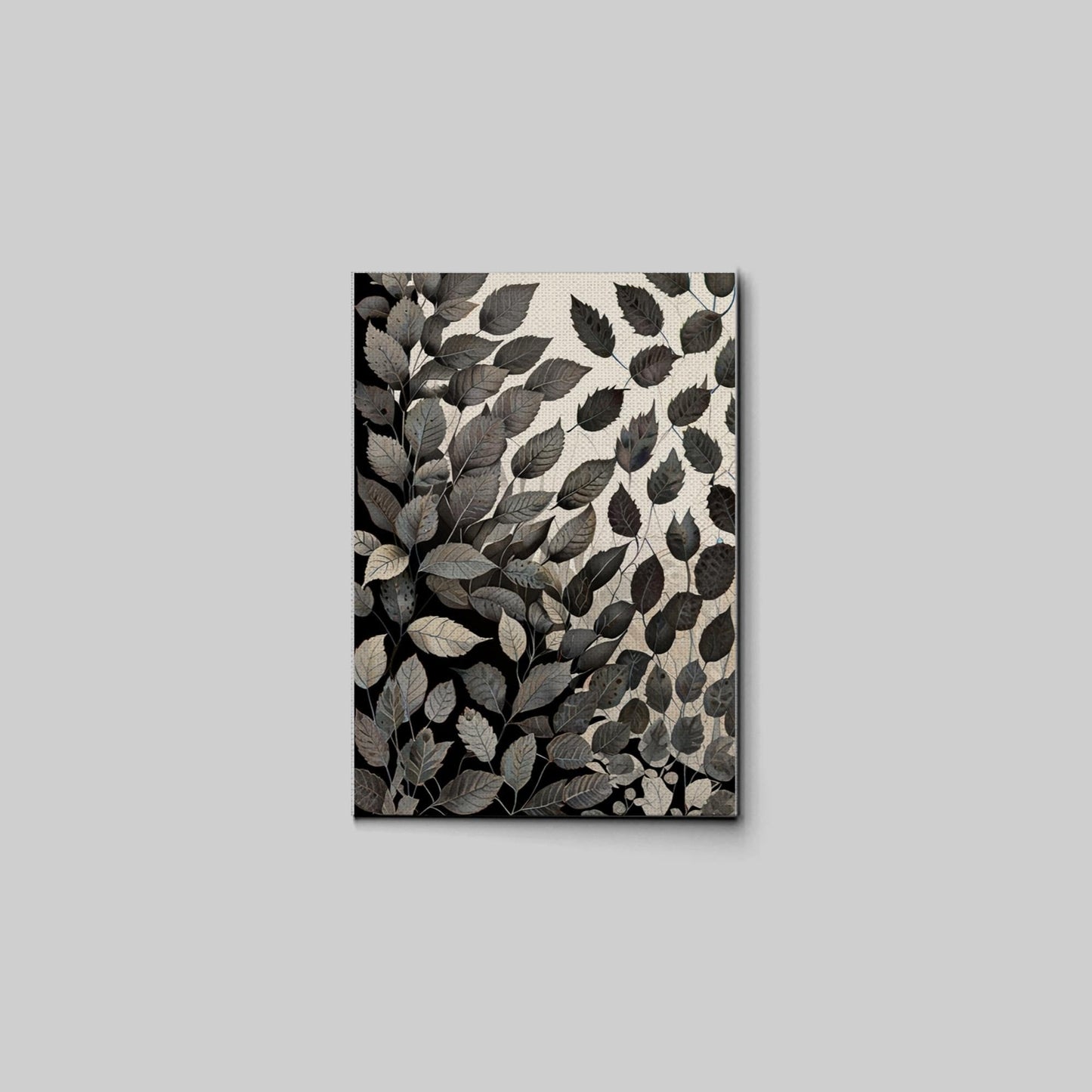Canvas Print Scandinavian Folk Art Black and Beige Abstract Botanical Wall Art for Scandinavian Home Decor Decor Canvas, Print