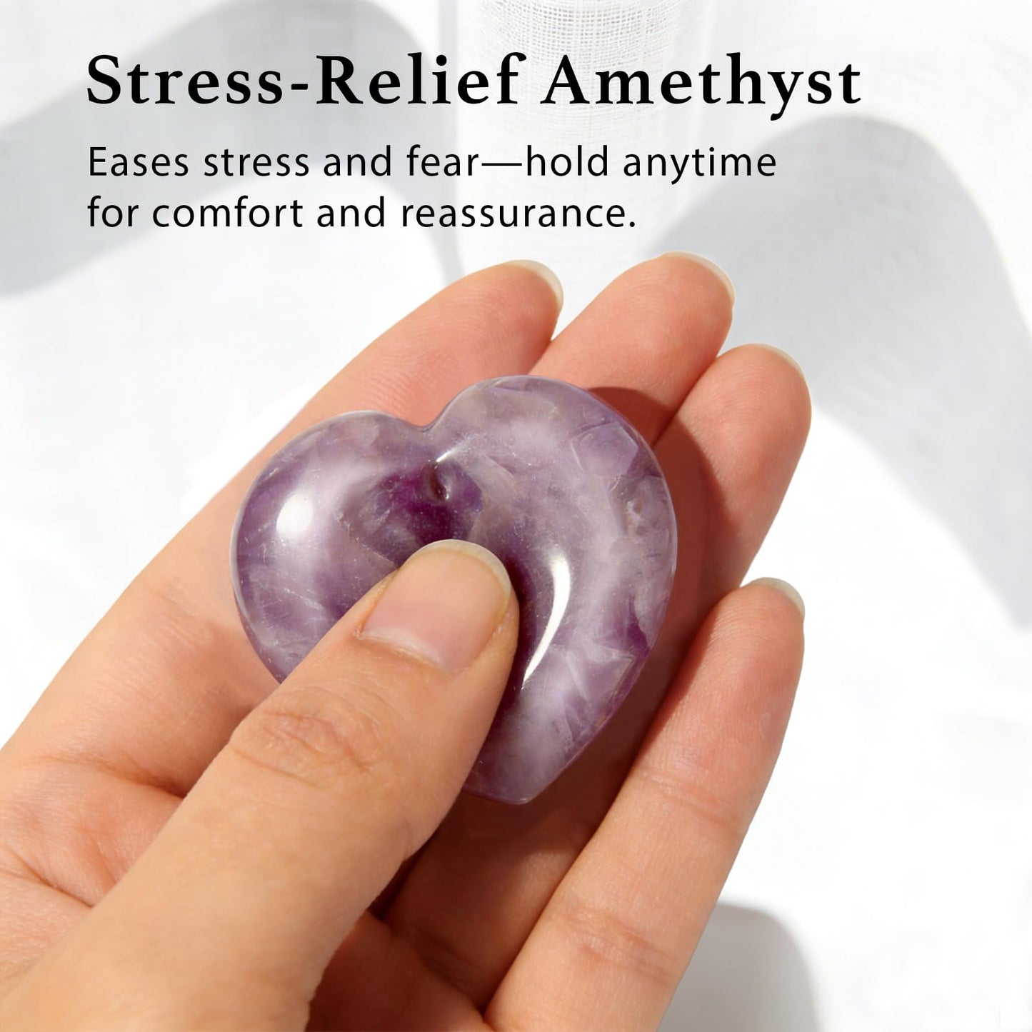 Taxhtext Anxiety Support Gift for Women - Amethyst Crystal Worry Stone, Stress Relief Thumb Stone, Thinking of You Comfort Gift, Inspirational Keepsake for Friends Family & Loved Ones (Amethyst)