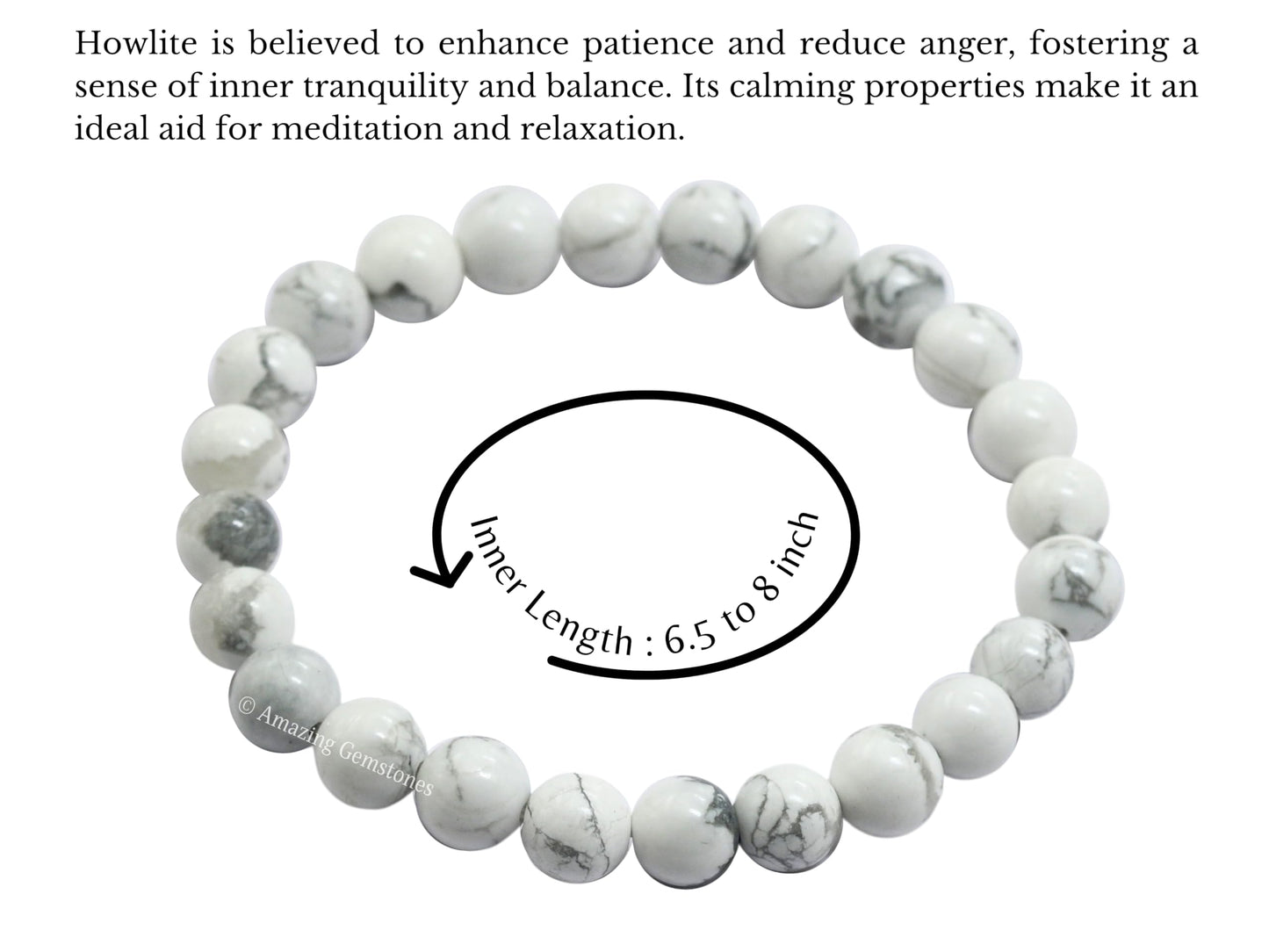 Amazing Gemstone Crystal Bracelet for Women Men's Gifts - Protection Healing Crystal Bracelet - 8mm Gemstone Beaded Stretchable Bracelet Pulseras Para Hombres Mujer Stocking Stuffers Mothers Day Gift (Howlite)
