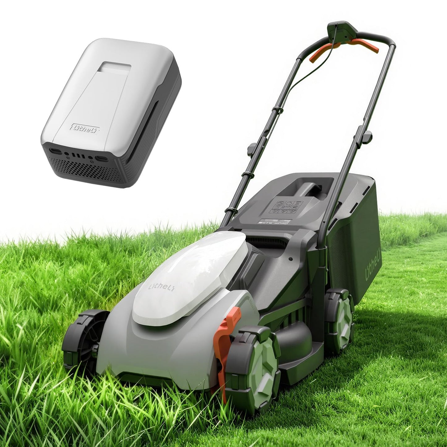 Litheli 14 Inch Cordless Lawn Mower, 5 Heights Adjustment, U20 Series 20V Electric Lawn Mowers for Garden, Yard and Farm, Light-Weight with Brushless Motor, 5.0Ah Portable Battery Included