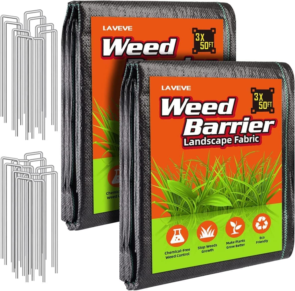 LAVEVE 3FT x 100FT Weed Barrier Landscape Fabric, 3.2oz Premium Heavy Duty Garden Cloth, Ground Cover for Gardening, Farming