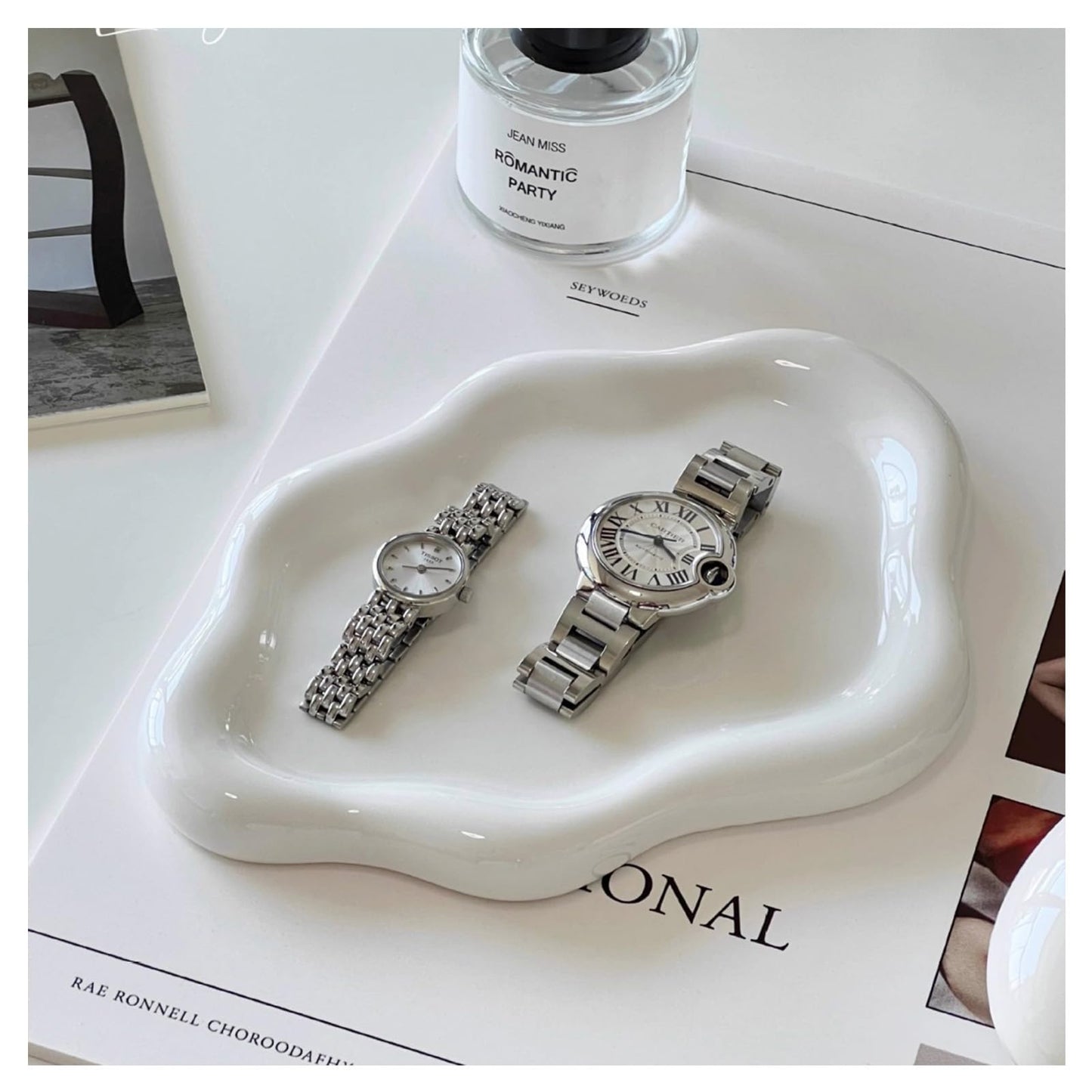 BROSEBEAQ Ceramic Jewelry Tray, Cute Cloud Tray, White Trinket Dish, Ring Holder for Vanity Bathroom Nightstand Decor, Small Ring Dish Birthday Gifts for Women, Jewlery Plate Bowl for Keys, Candles