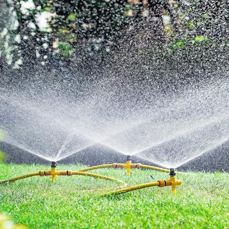 2 Pack Lawn Sprinklers for Yard - 360 Coverage Water Sprinklers for Small Medium Garden Irrigation, Adjustable Spray - Perfect for Yard, Lawn & Play - Yellow Plastic