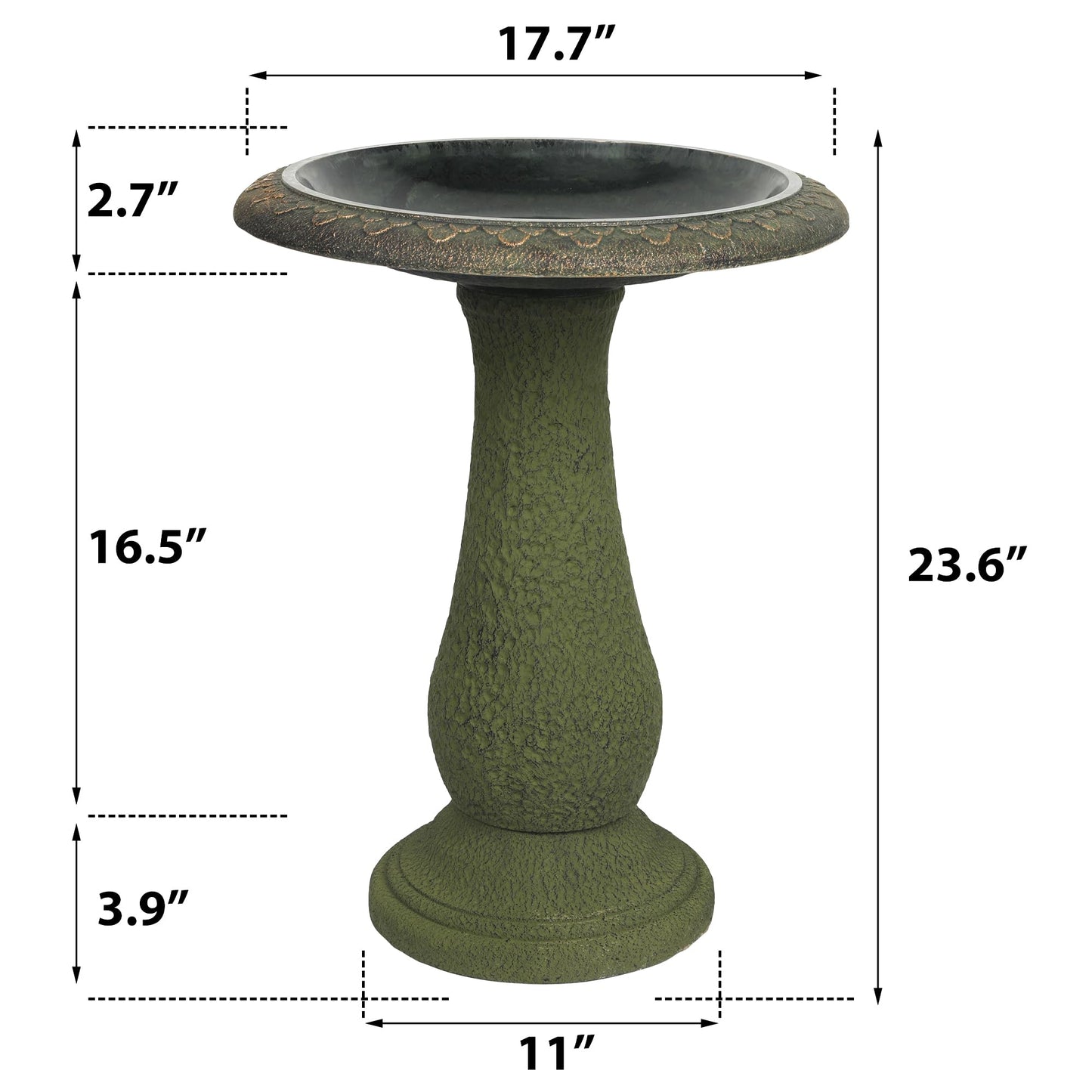 Solution4Patio Fiberclay Outdoor Bird Bath, Weather-Resistant Garden Decor with Non-Slip Basin, Durable Marble-Look Bird Baths for Outdoors, Easy-Clean Birdbath for Outside for Lawn Yard Garden